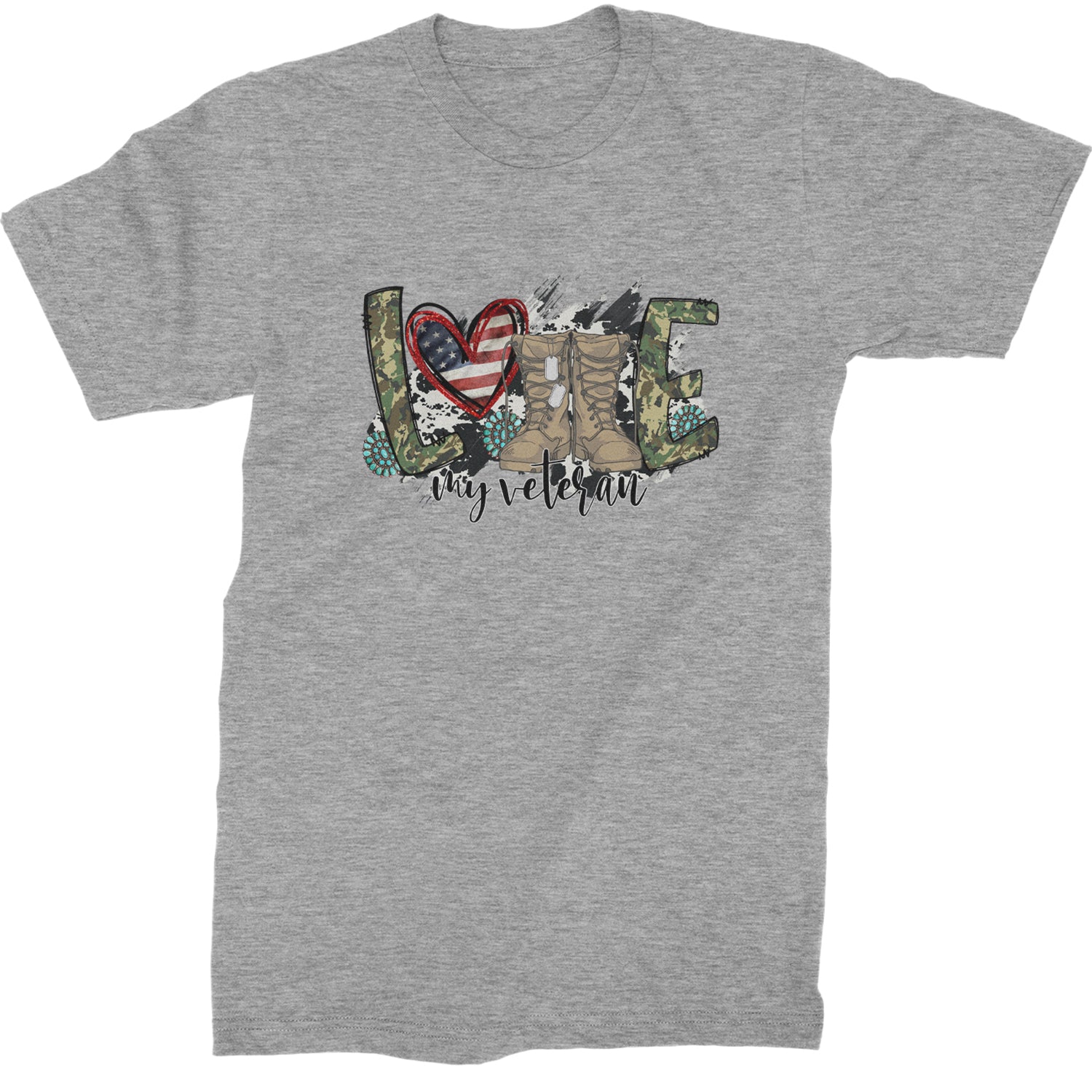 Love My Veteran Honor Veterans Day  Mens T-shirt Heather Grey