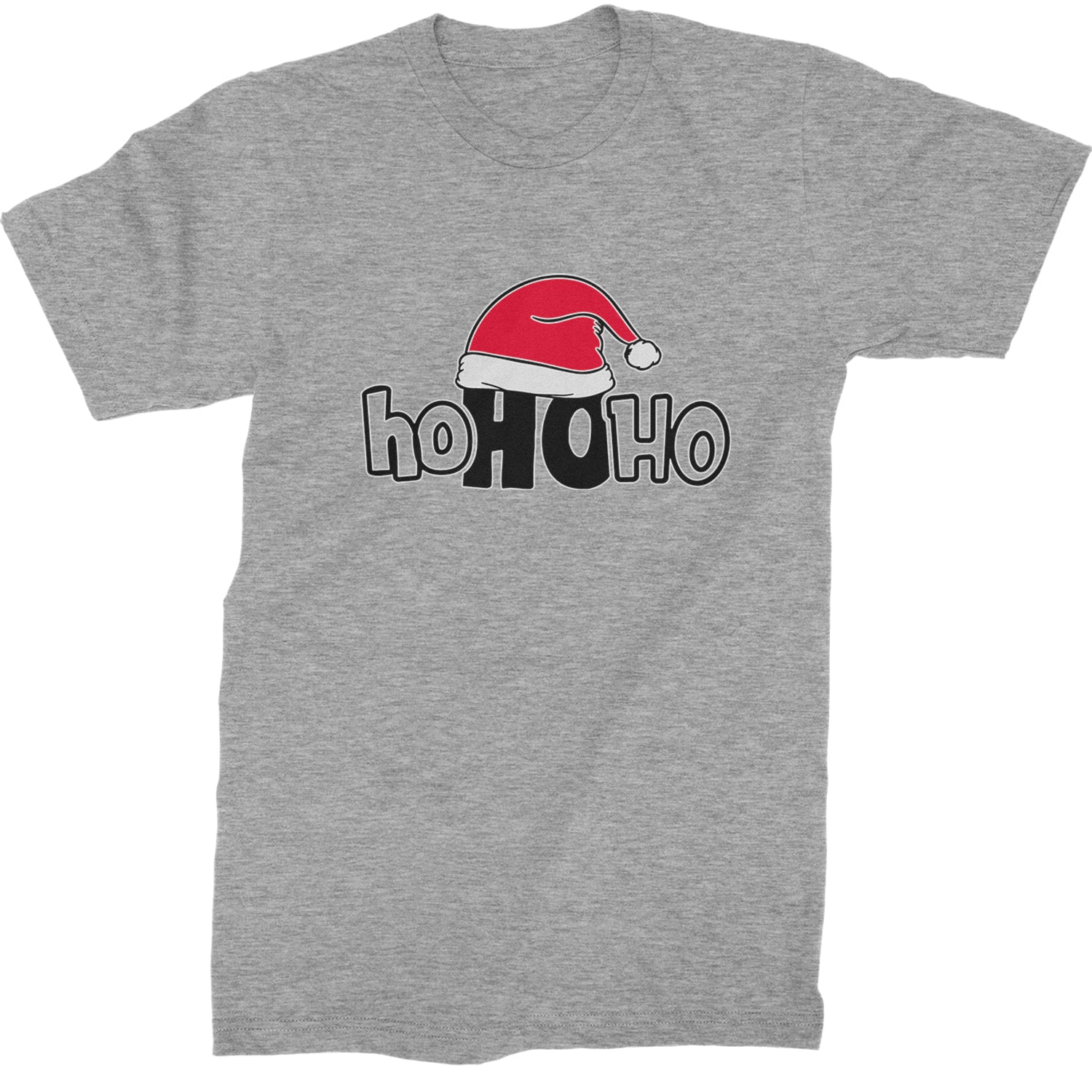 Ho Ho Ho Santa Christmas Hat  Mens T-shirt Heather Grey