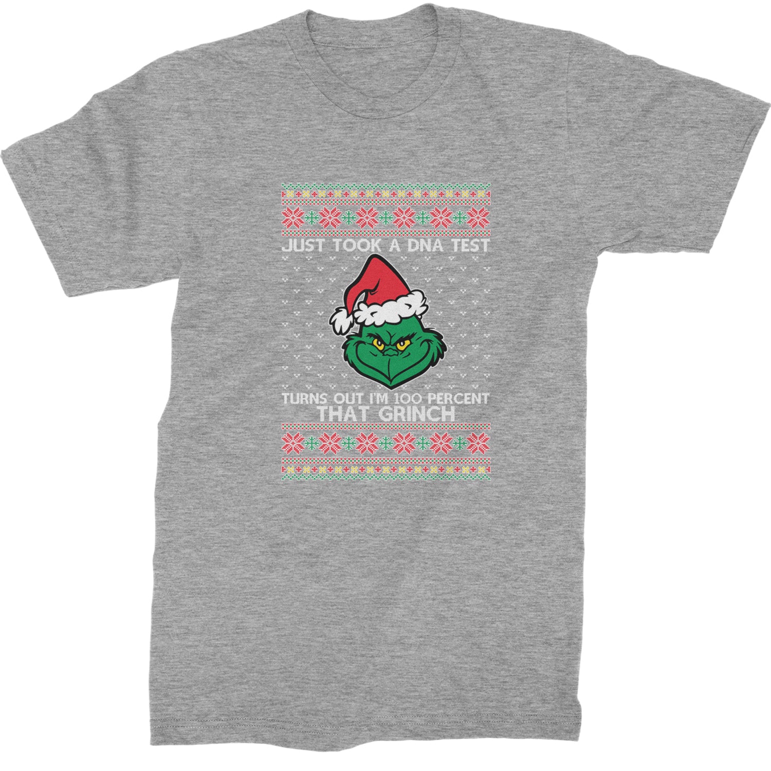 One Hundred Percent That Gr-nch Ugly Christmas Mens T-shirt Heather Grey