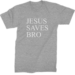 Jesus Saves Bro  Mens T-shirt Heather Grey