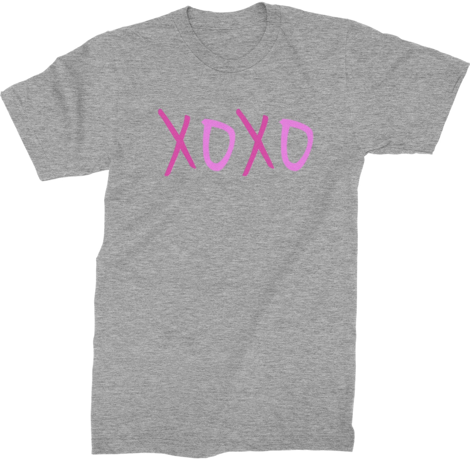 XOXO Pink Print  Mens T-shirt Heather Grey