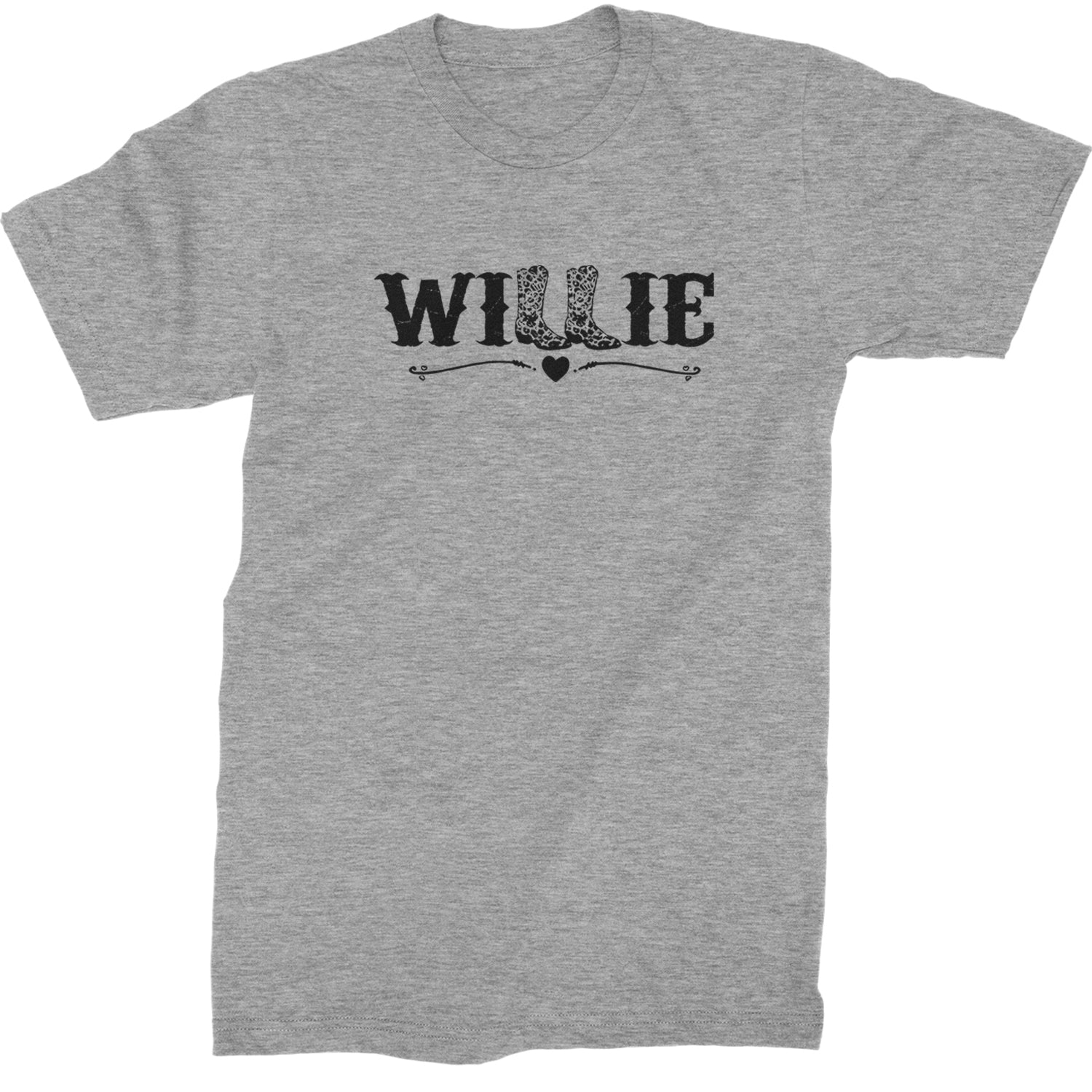 Willie Cowboy Boots Hippy Country Music Mens T-shirt Heather Grey