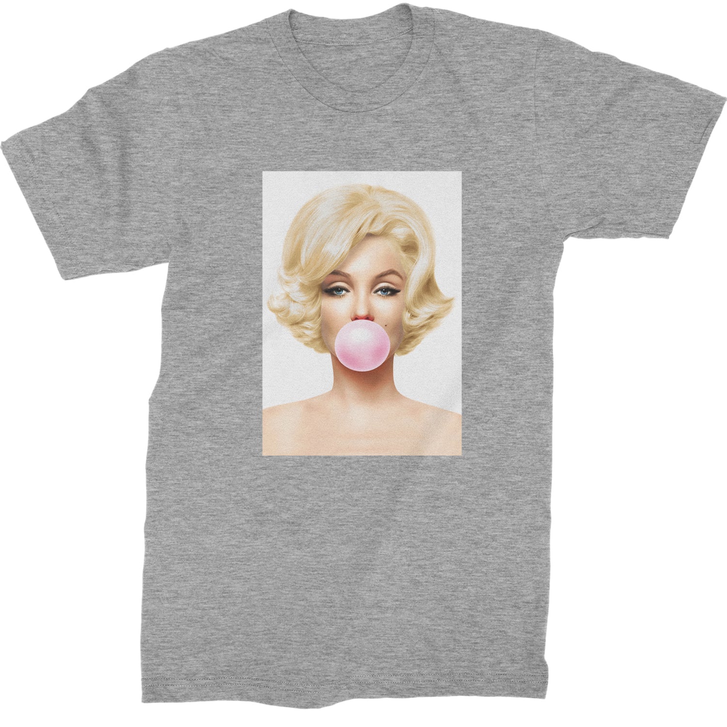 Ms. Monroe Pink Bubble Gum American Icon Mens T-shirt Heather Grey