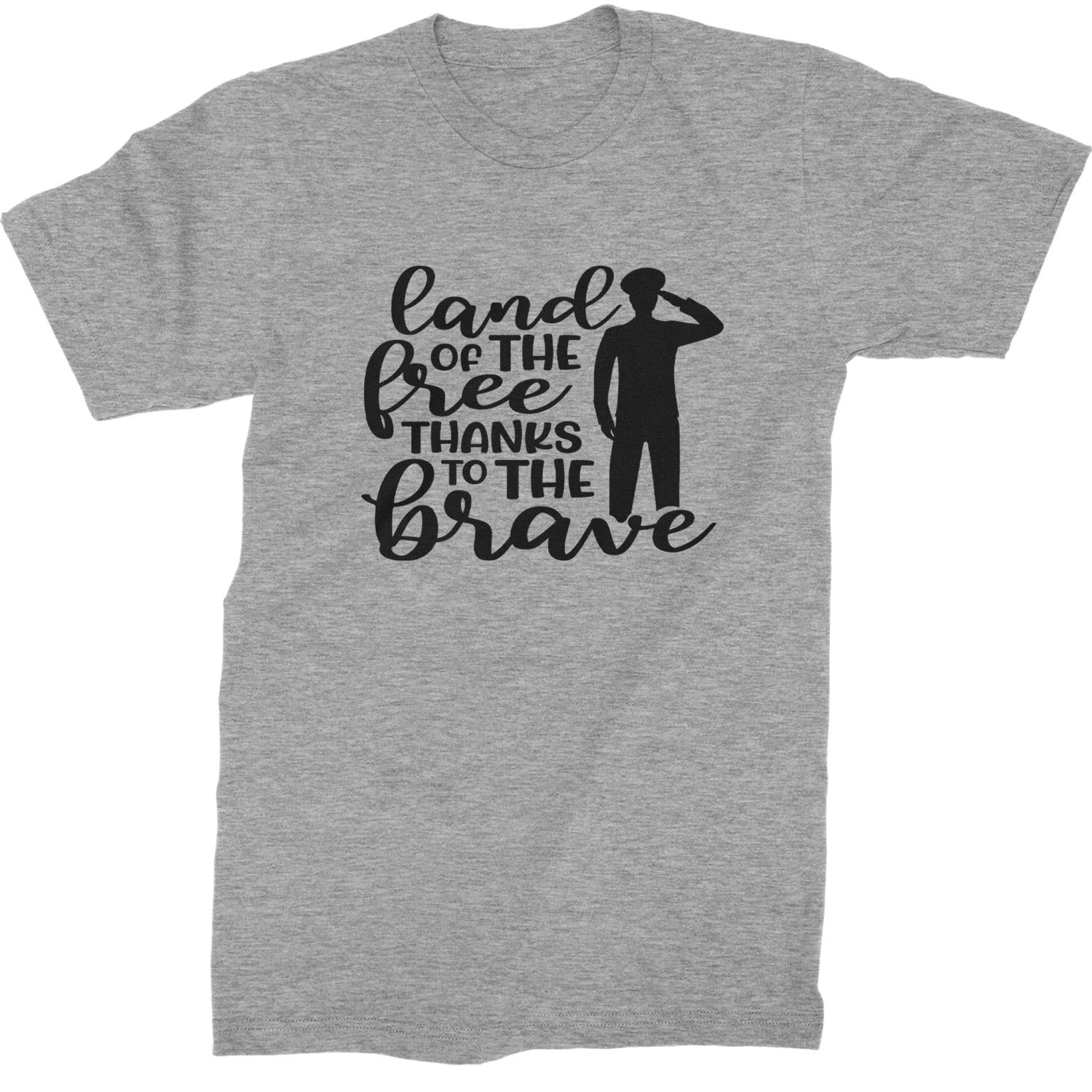 Land Of The Free Thanks To The Brave Veterans Mens T-shirt Heather Grey