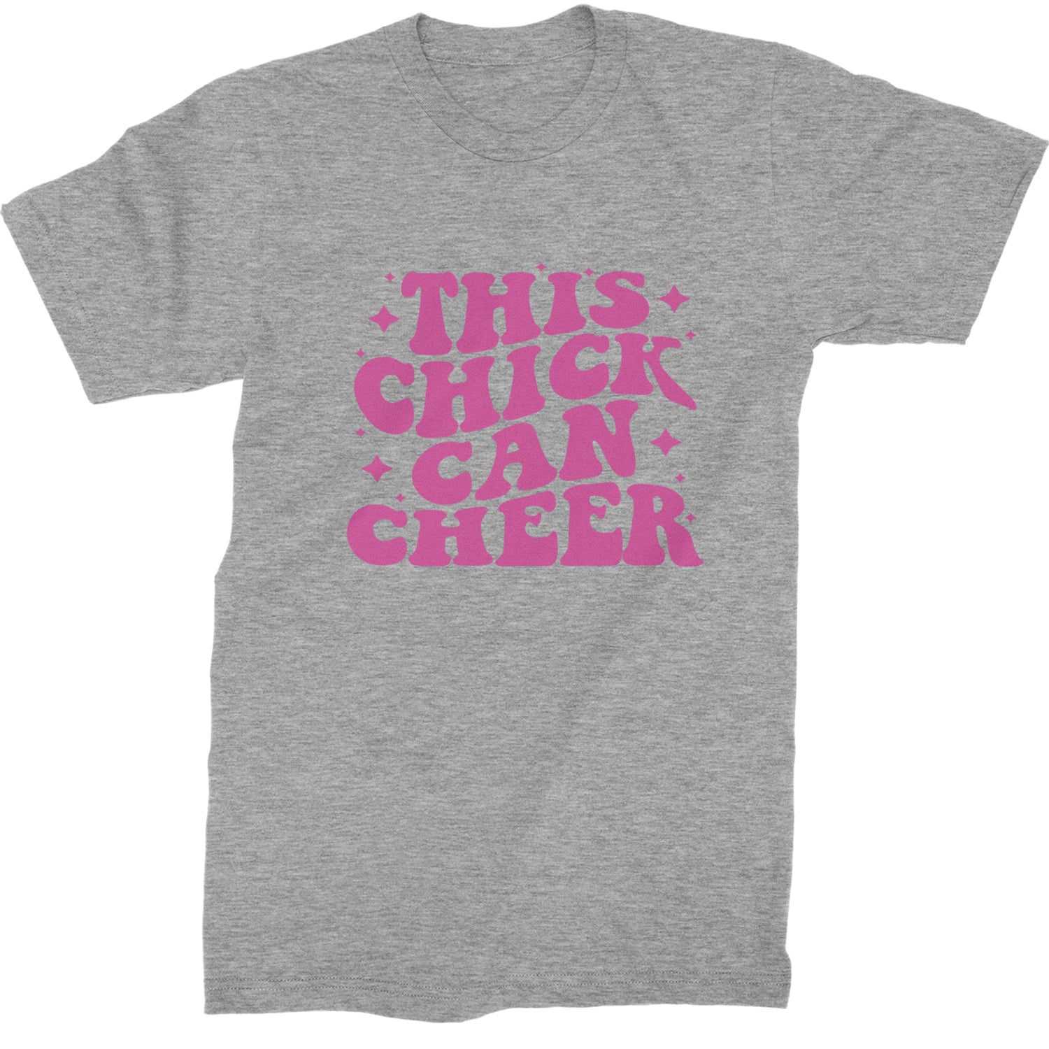 This Chick Can Cheer Mens T-shirt Heather Grey