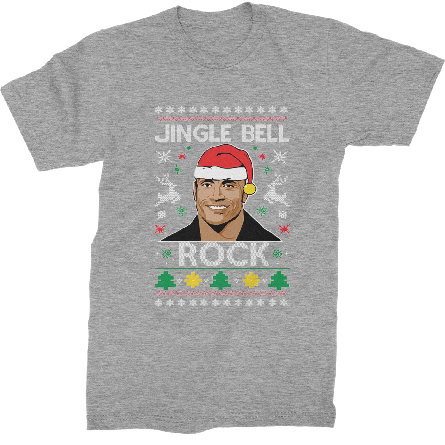 Jingle Bell Rock Ugly Christmas Mens T-shirt Heather Grey