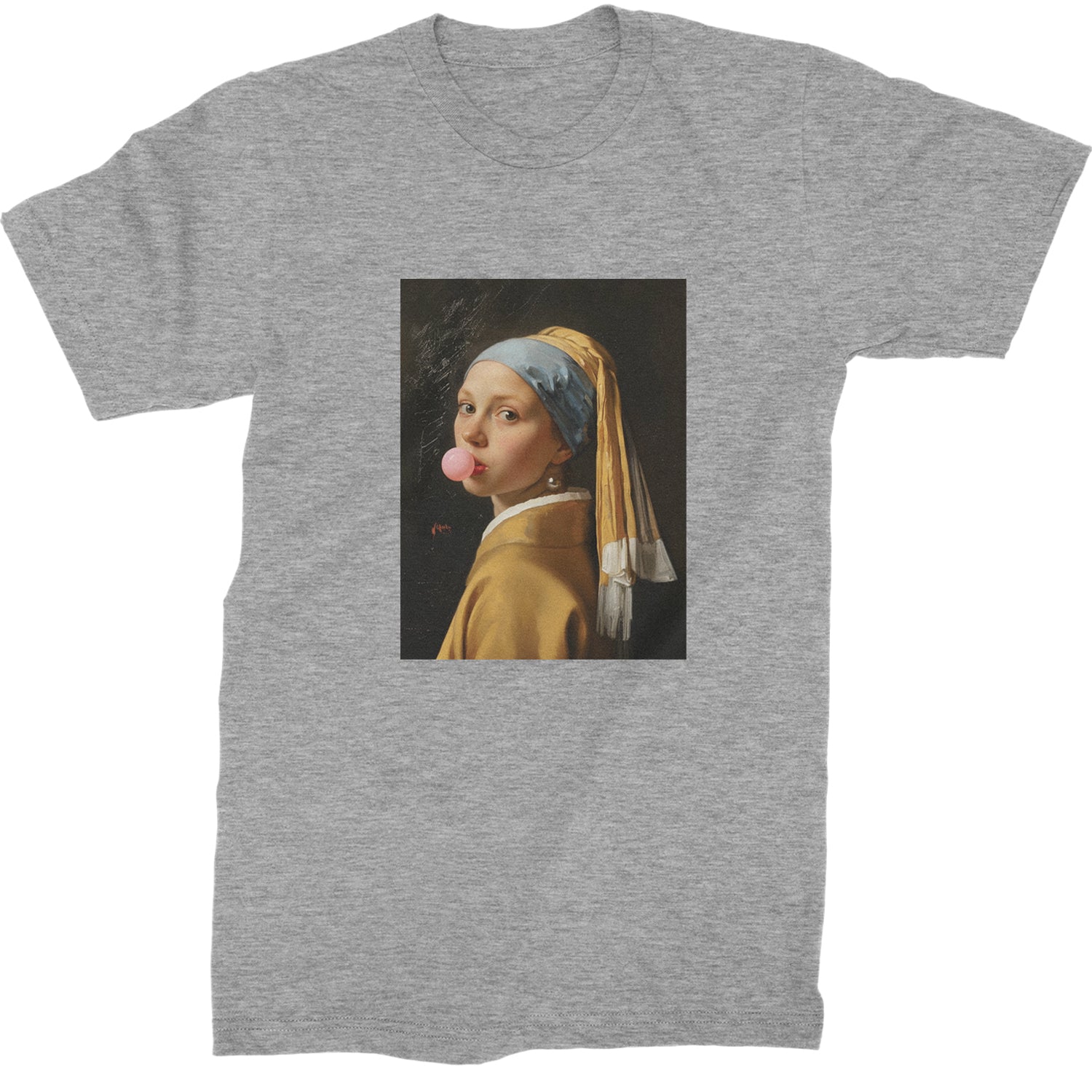 Girl with a Pearl Earring Bubble Gum Contemporary Art Mens T-shirt Heather Grey