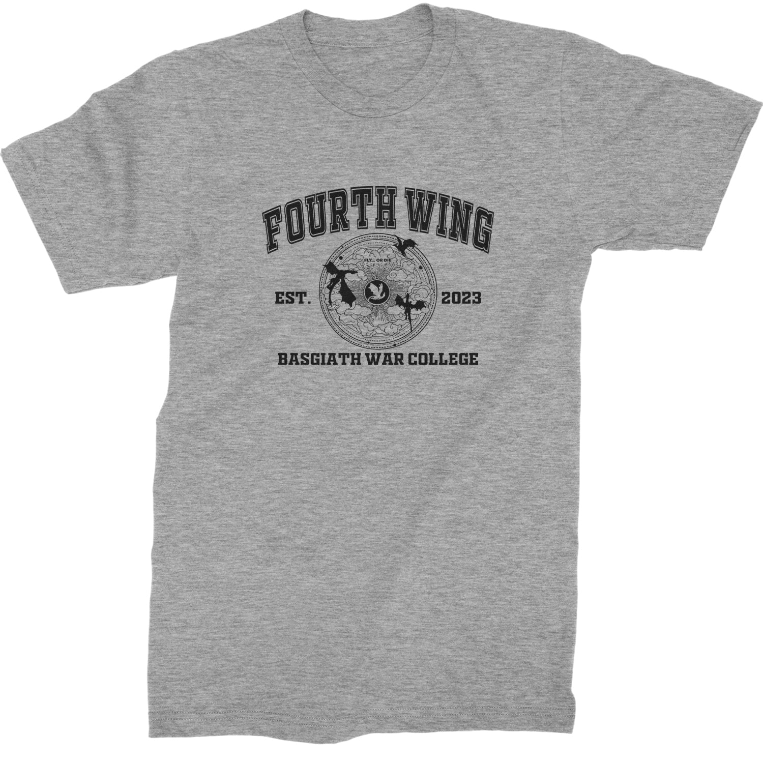 Fourth Wing Basgiath War College Mens T-shirt Heather Grey