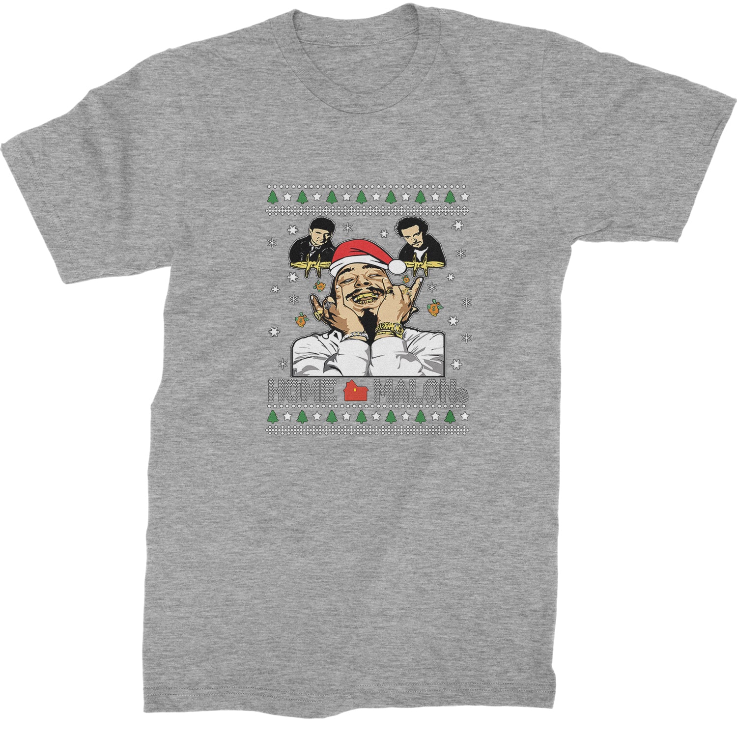 Home Malone Ugly Christmas  Mens T-shirt Heather Grey