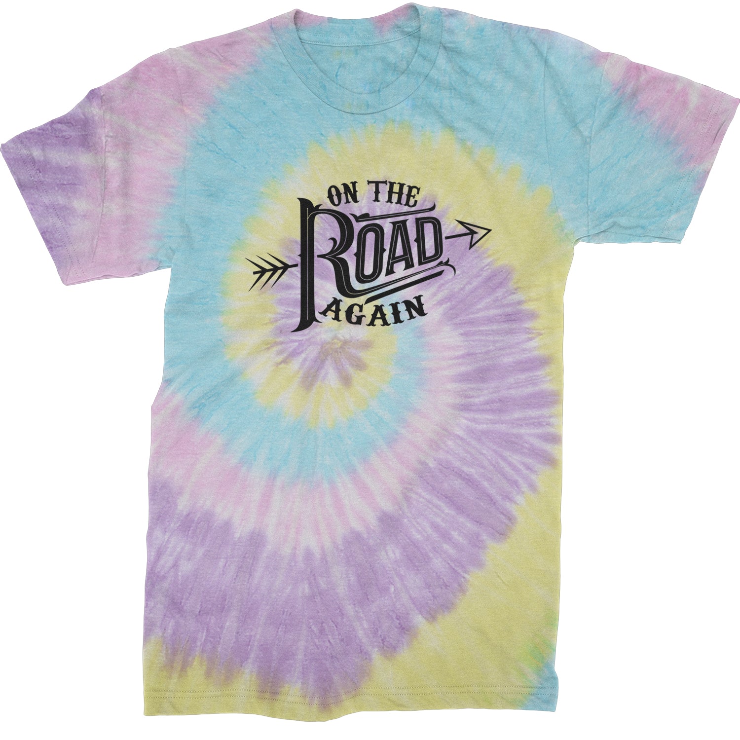 On The Road Again Hippy Country Music Mens T-shirt Tie-Dye Jellybean