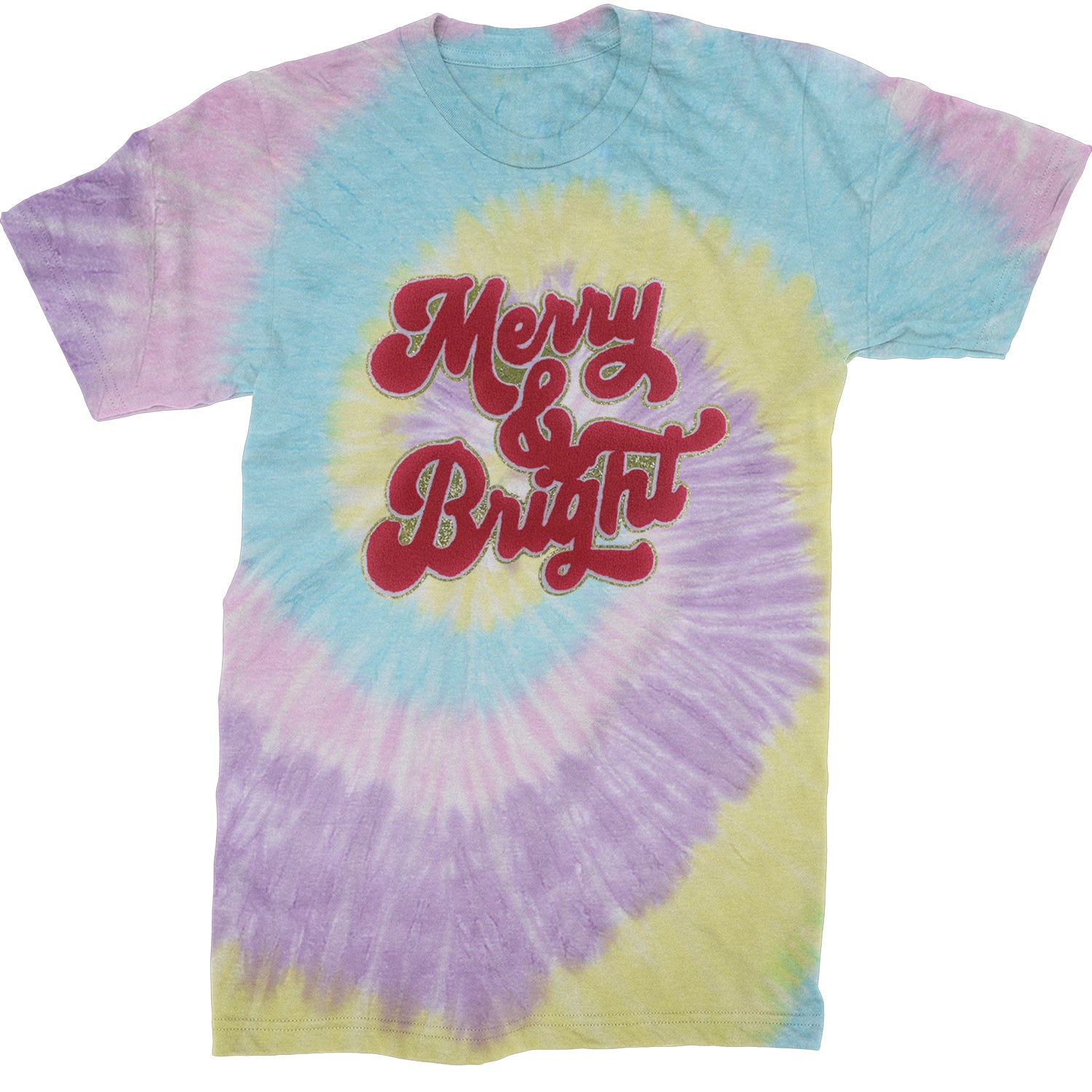 Merry & Bright Chenille Glitter  Mens T-shirt Tie-Dye Jellybean