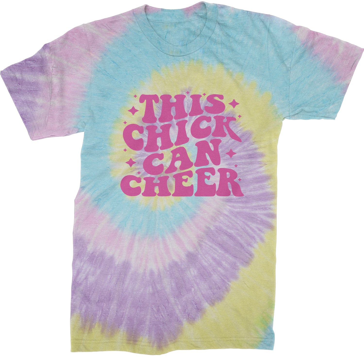 This Chick Can Cheer Mens T-shirt Tie-Dye Jellybean