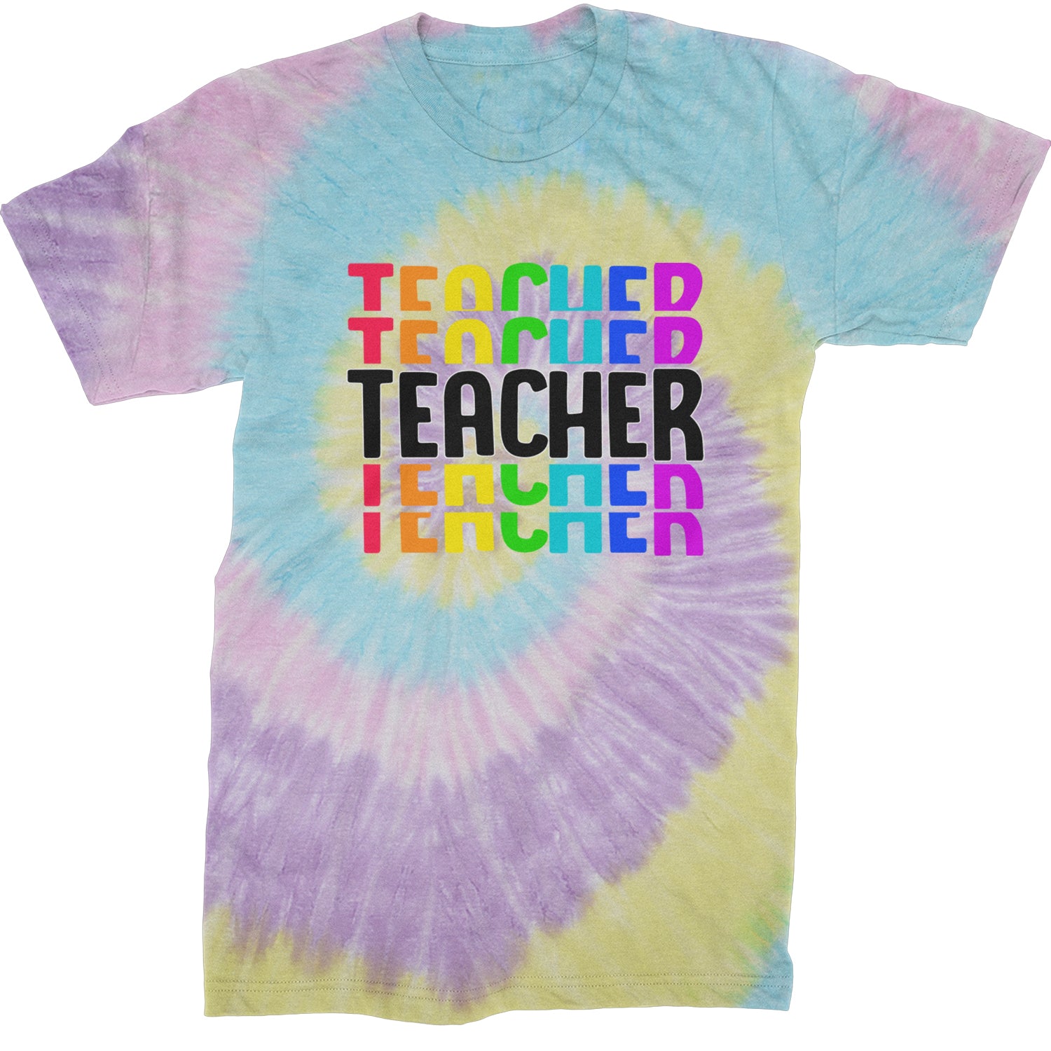 Teacher Repeated Rainbow Pattern  Mens T-shirt Tie-Dye Jellybean