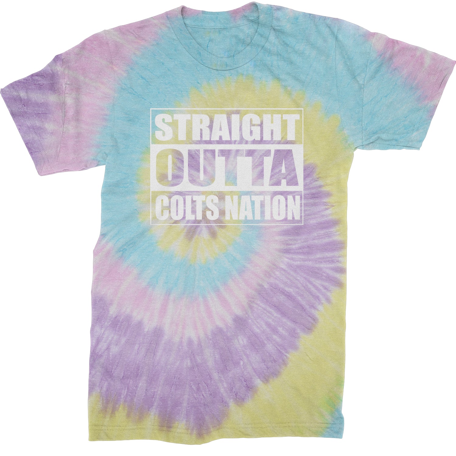 Straight Outta Colts Nation Football  Mens T-shirt Tie-Dye Jellybean