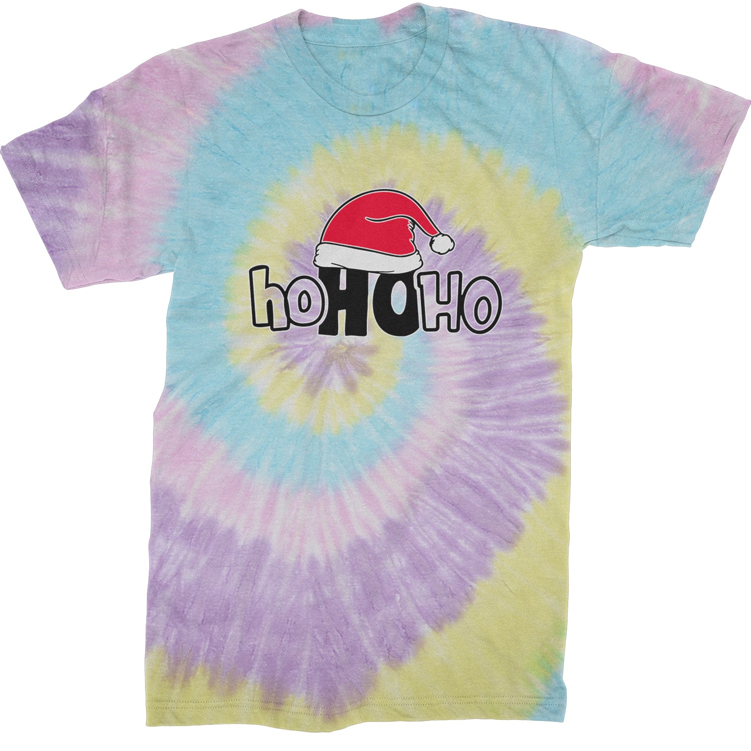 Ho Ho Ho Santa Christmas Hat  Mens T-shirt Tie-Dye Jellybean