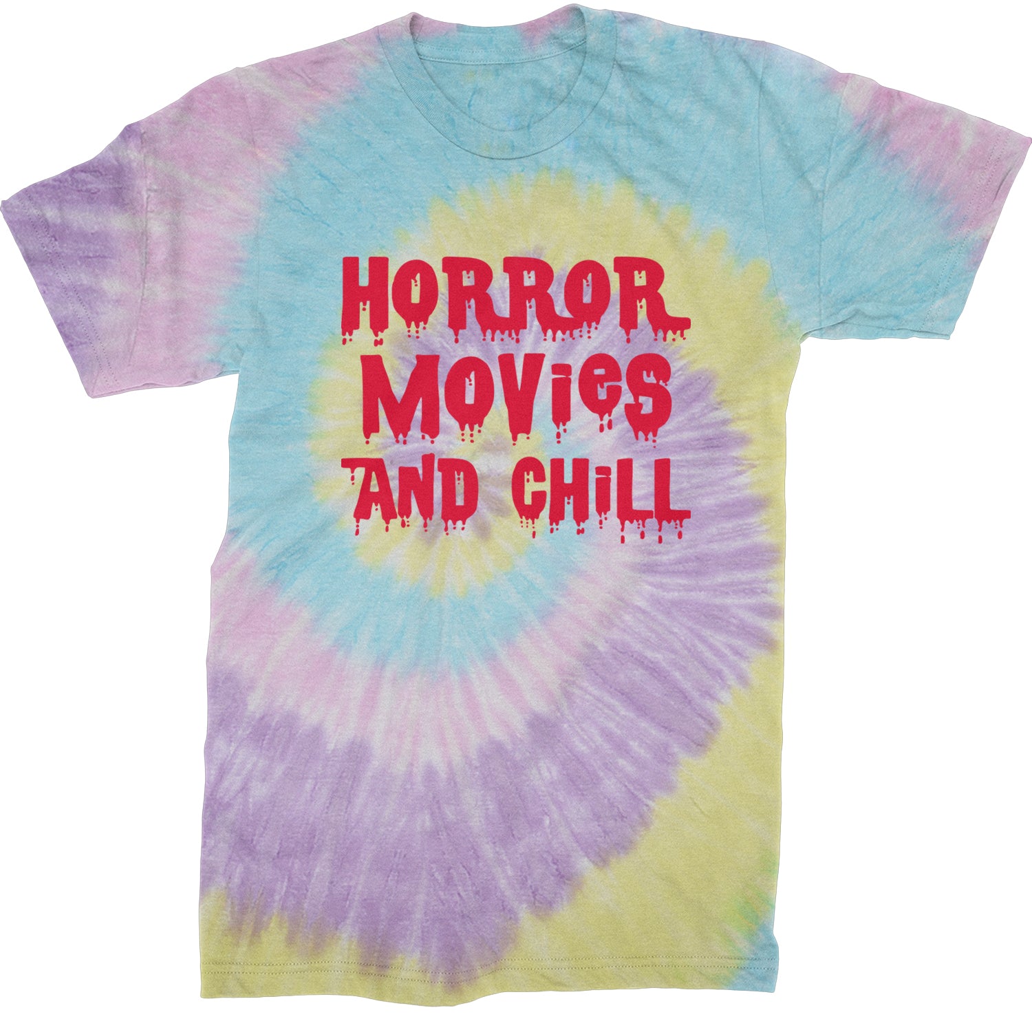 Horror Movies and Chill Mens T-shirt Tie-Dye Jellybean