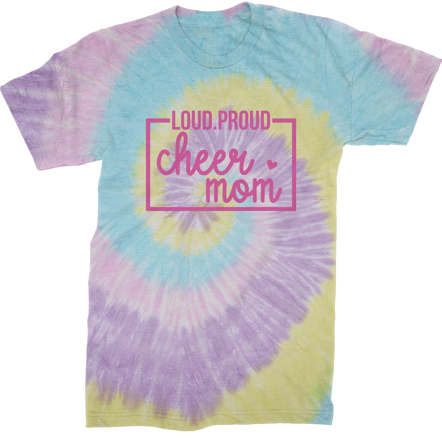 Loud Proud Cheerleader Mom Mens T-shirt Tie-Dye Jellybean