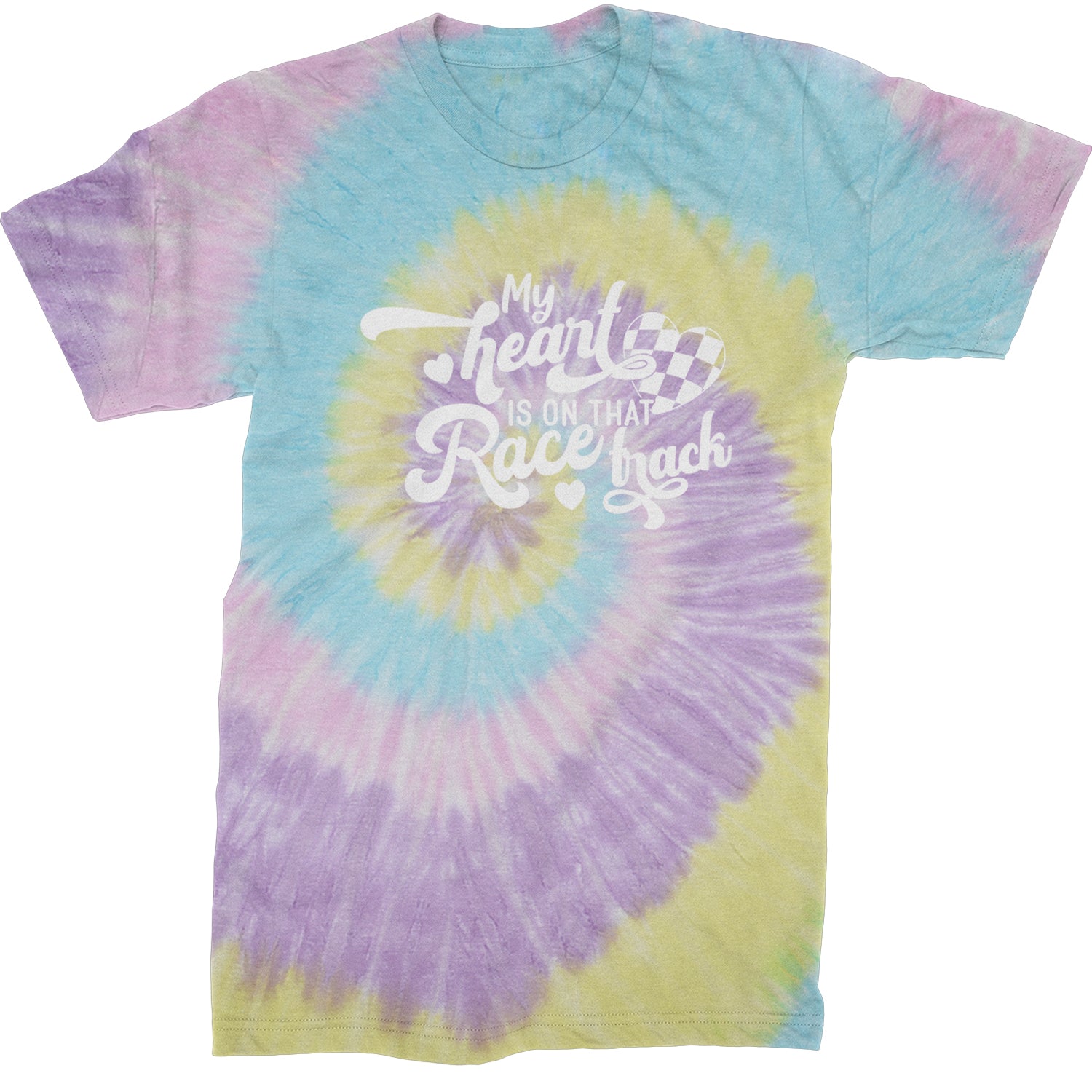 My Heart Is On That Race Track Mens T-shirt Tie-Dye Jellybean