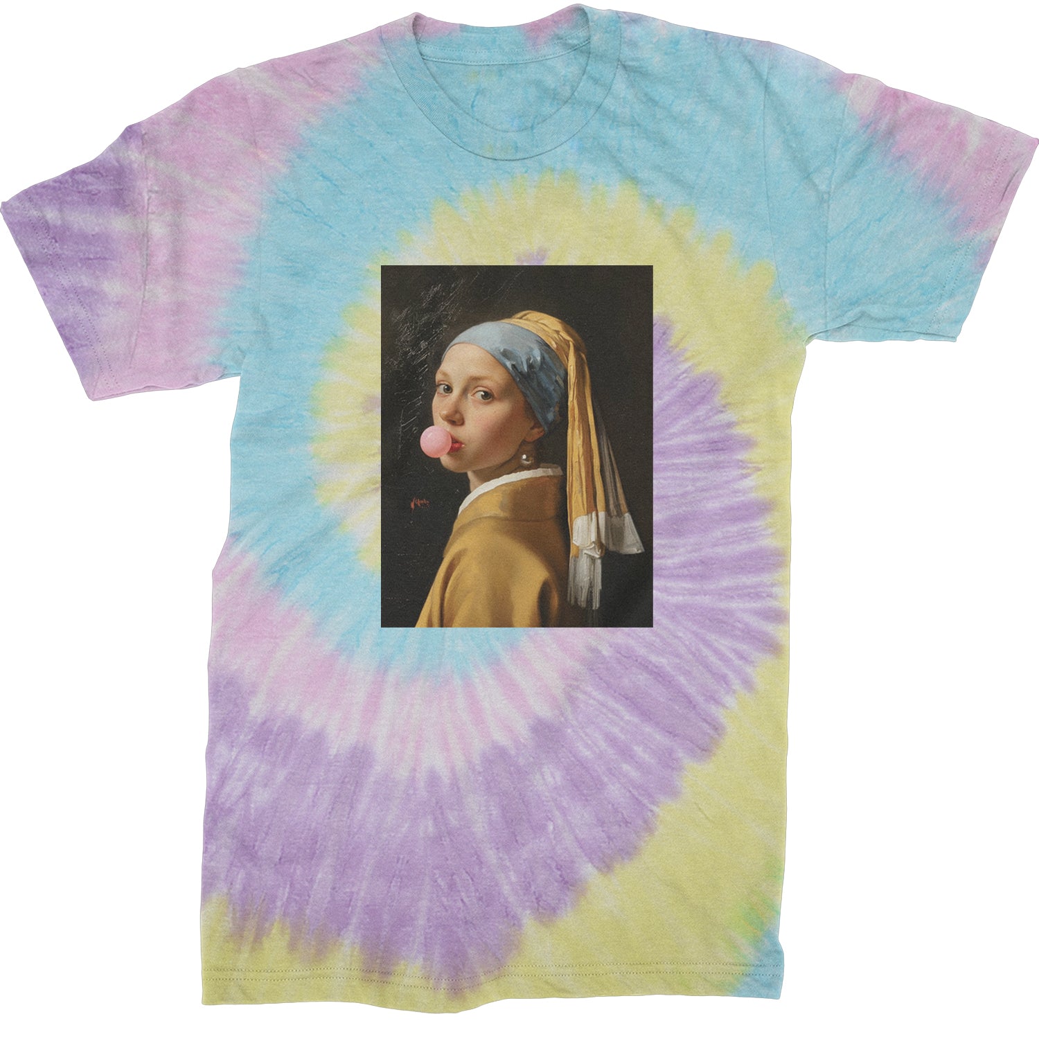 Girl with a Pearl Earring Bubble Gum Contemporary Art Mens T-shirt Tie-Dye Jellybean