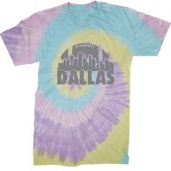 Dallas Texas Skyline Mens T-shirt Tie-Dye Jellybean