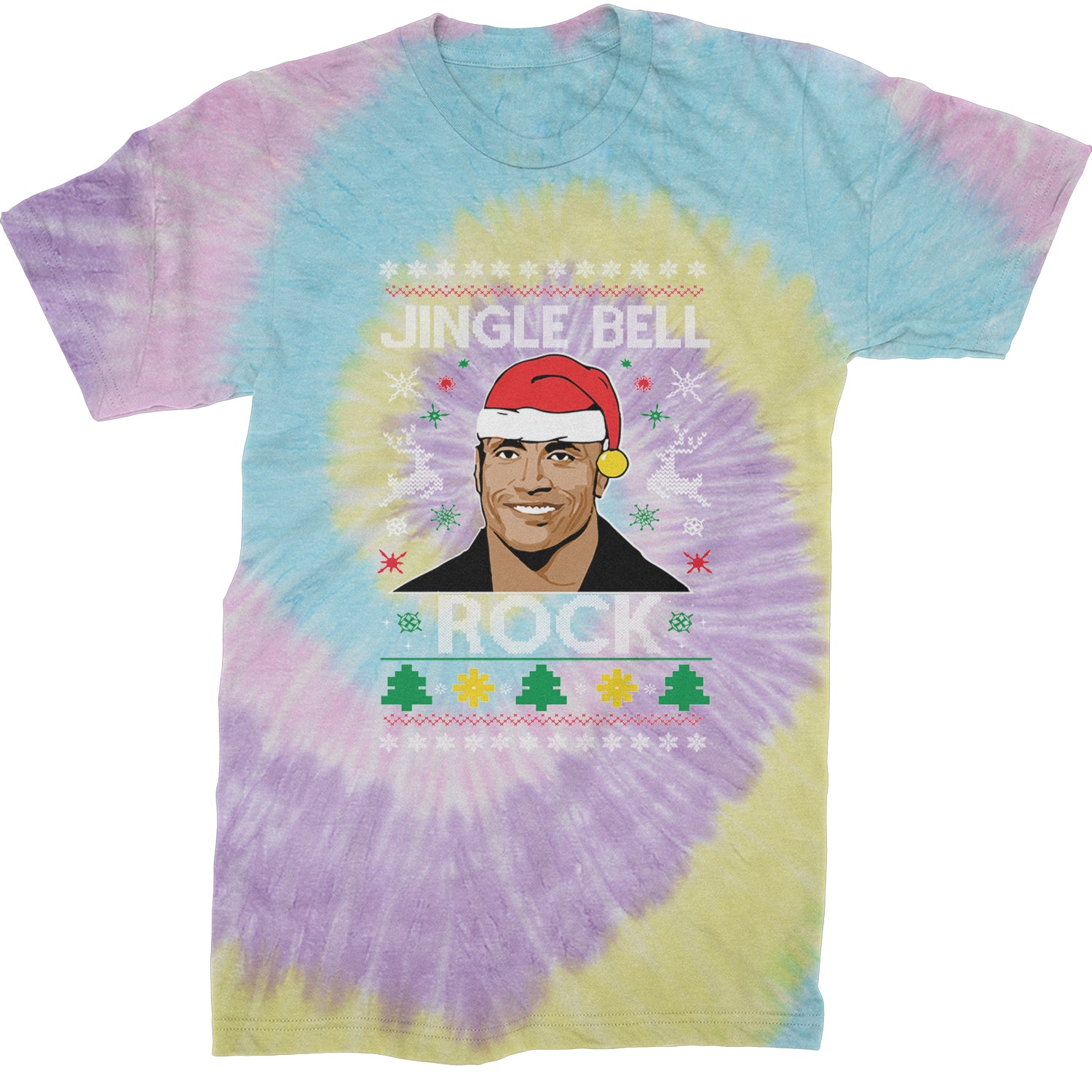 Jingle Bell Rock Ugly Christmas Mens T-shirt Tie-Dye Jellybean