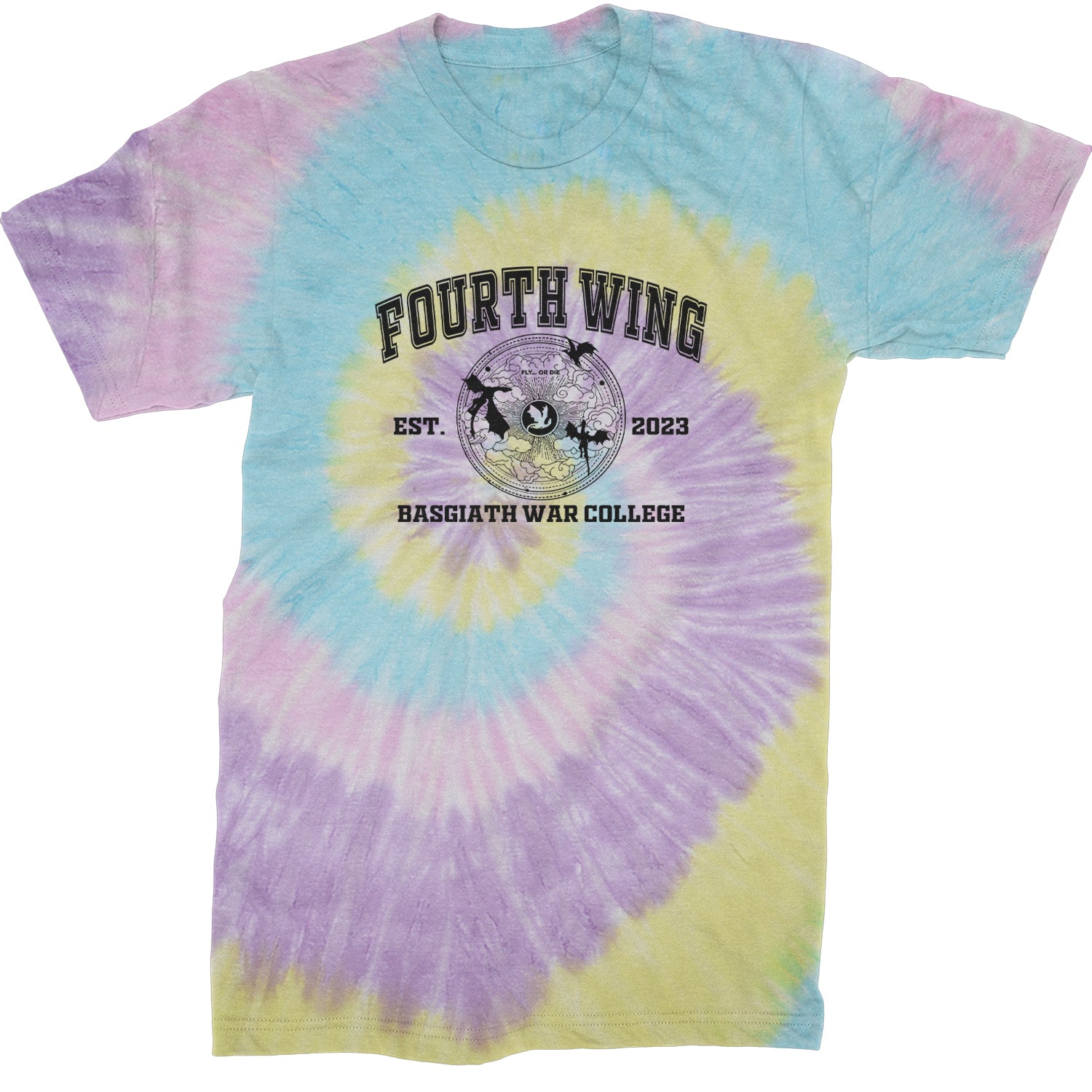 Fourth Wing Basgiath War College Mens T-shirt Tie-Dye Jellybean