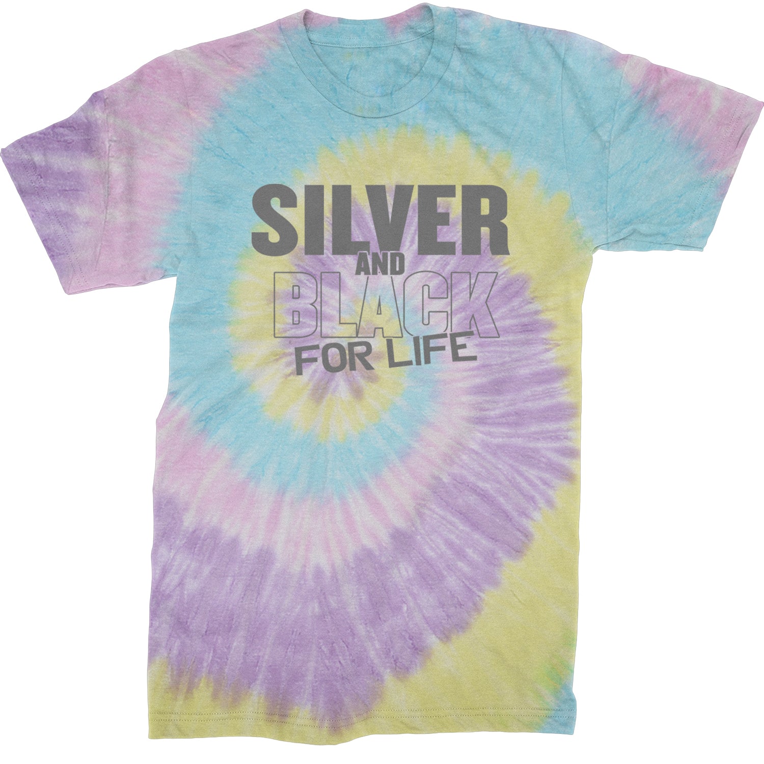 Silver And Black For Life Football Fan Mens T-shirt Tie-Dye Jellybean