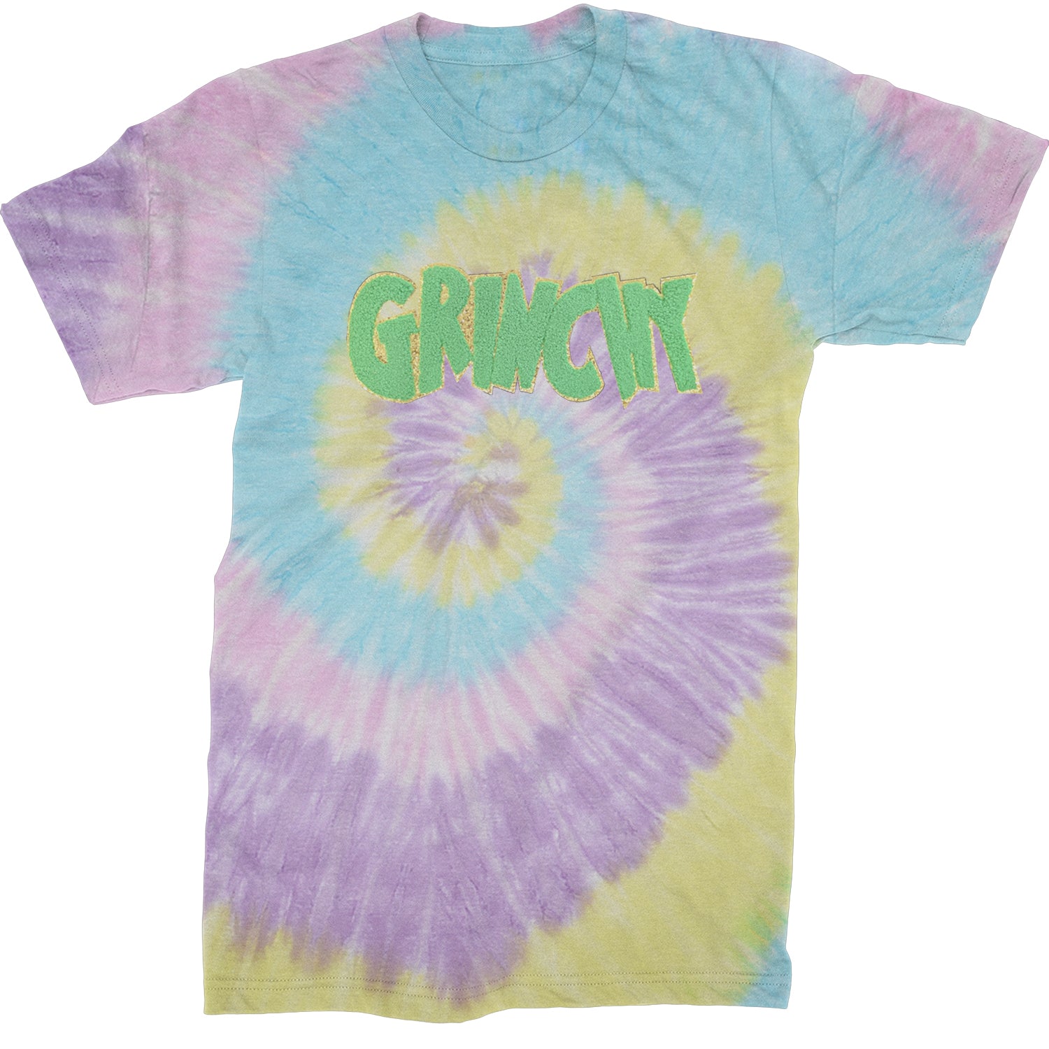 Green Gr-nchy Chenille Patch  Mens T-shirt Tie-Dye Jellybean