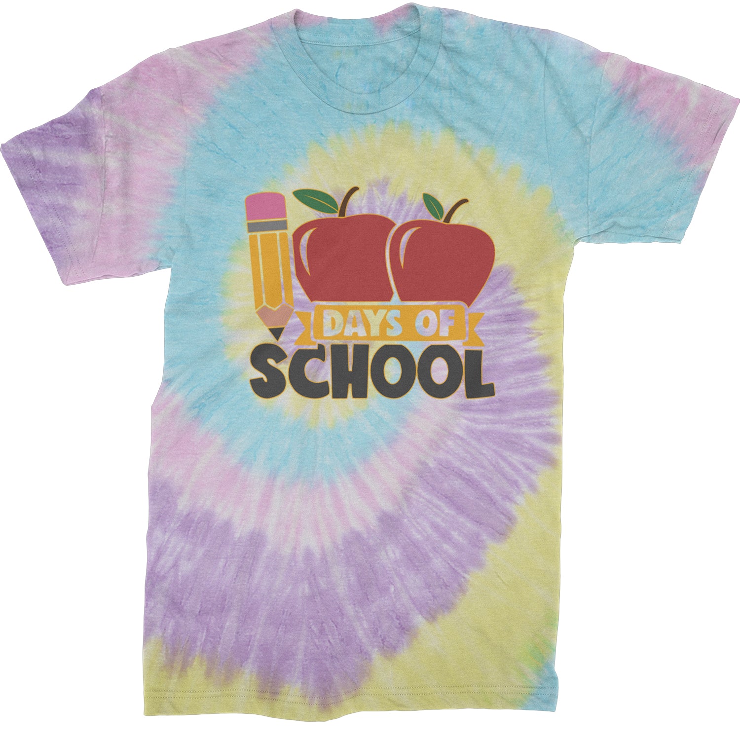 100 Days Of School Apple Pencil  Mens T-shirt Tie-Dye Jellybean