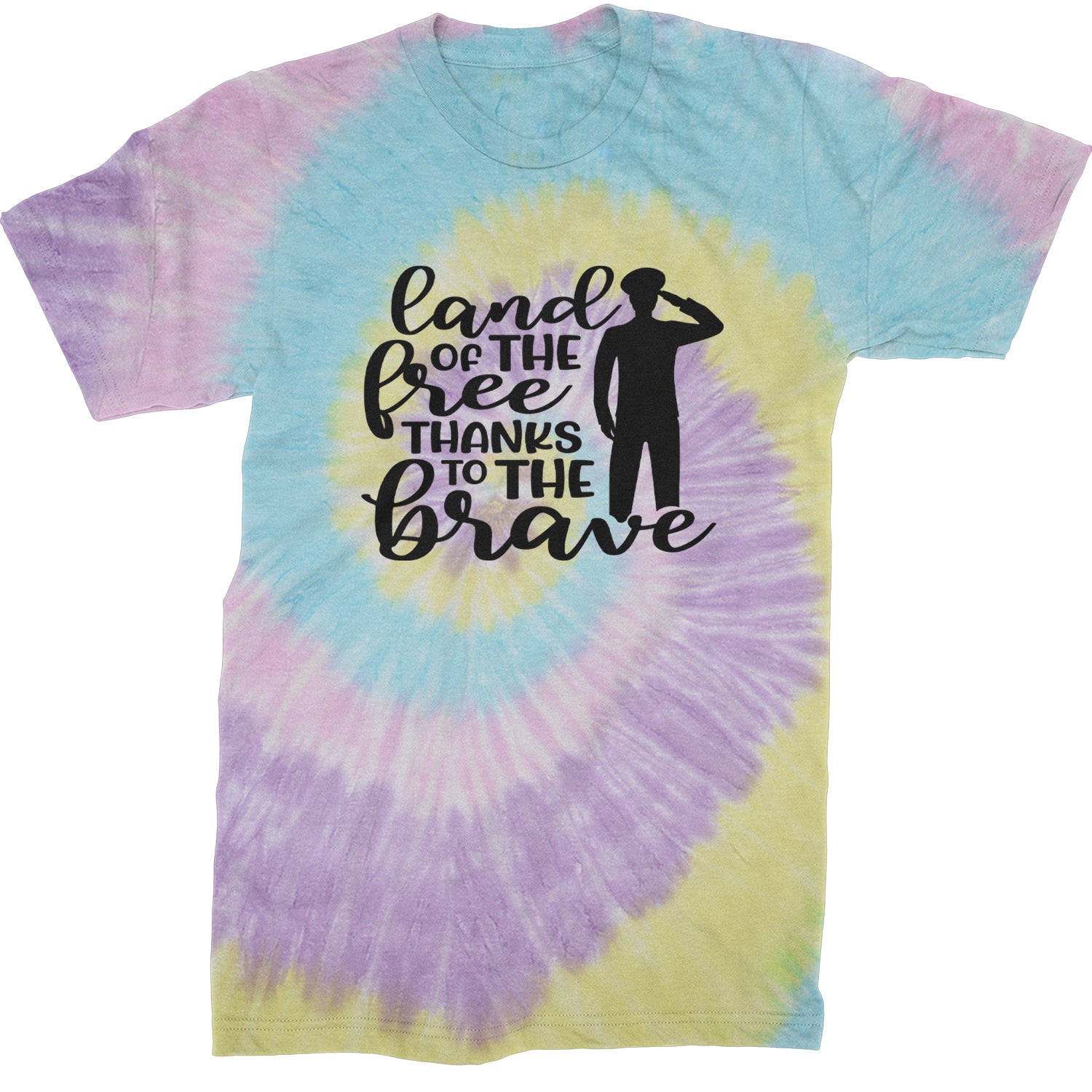 Land Of The Free Thanks To The Brave Veterans Mens T-shirt Tie-Dye Jellybean