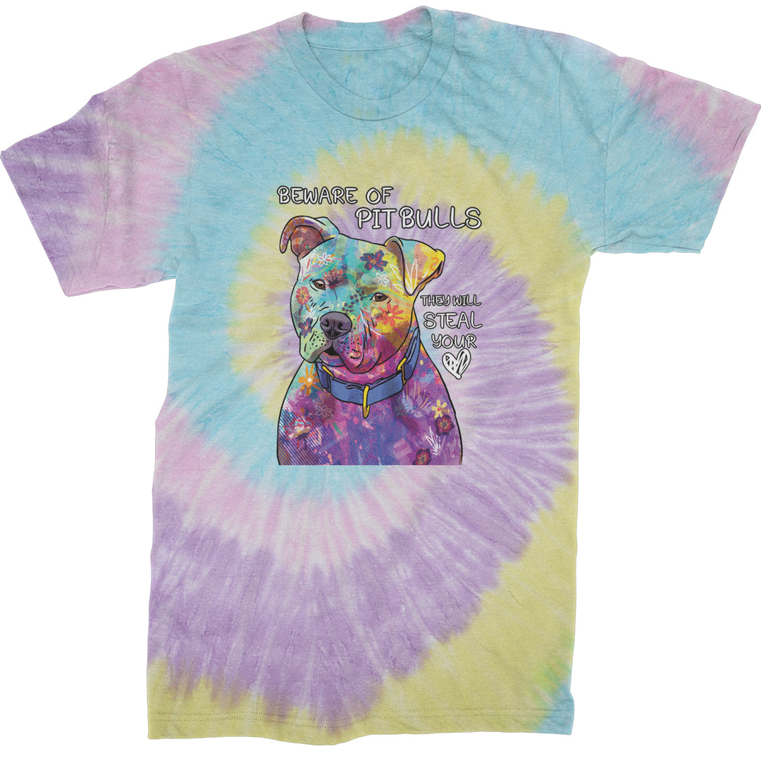 Beware Of Pit Bulls, They Will Steal Your Heart  Mens T-shirt Tie-Dye Jellybean