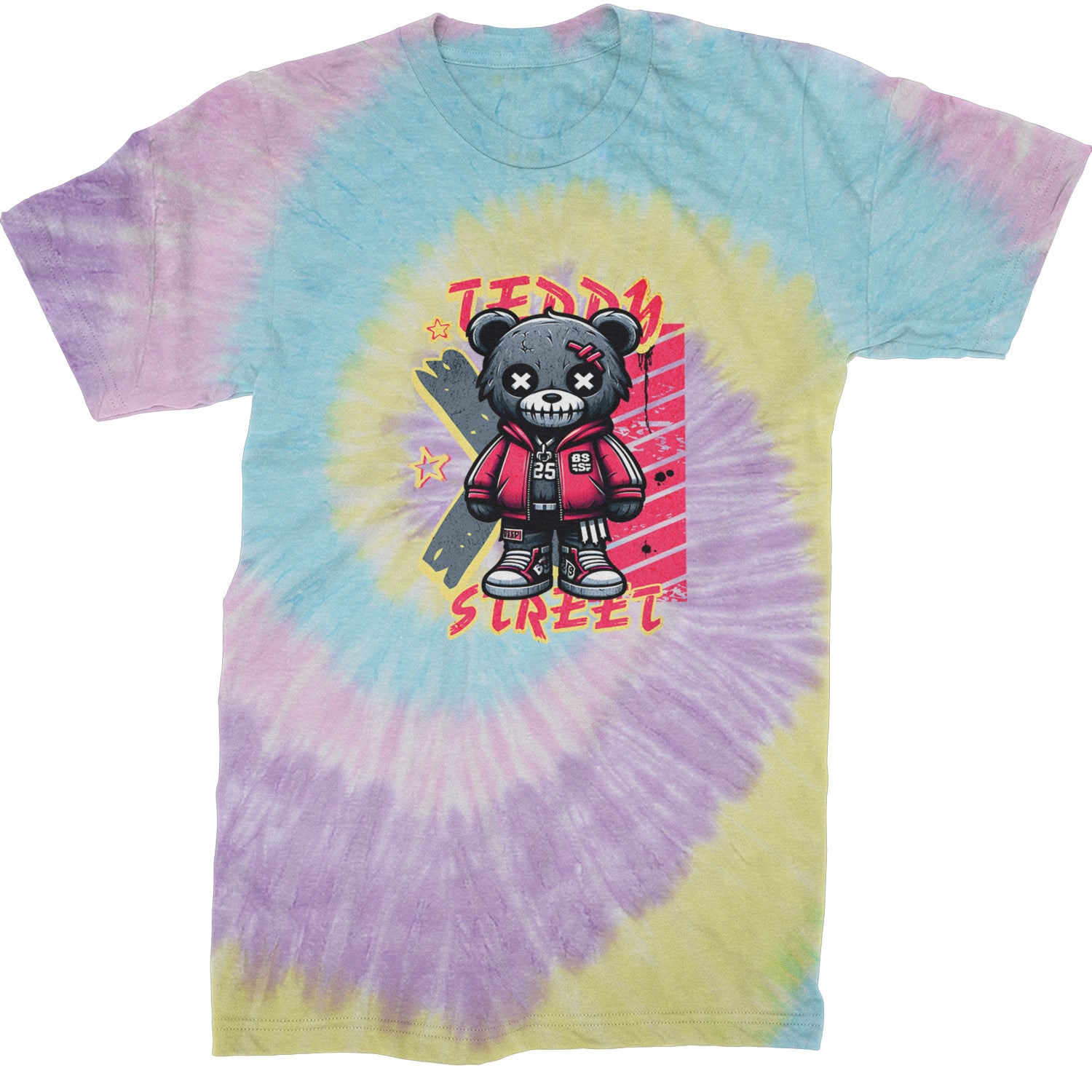 Teddy Attitude Urban Graffiti Bear  Mens T-shirt Tie-Dye Jellybean