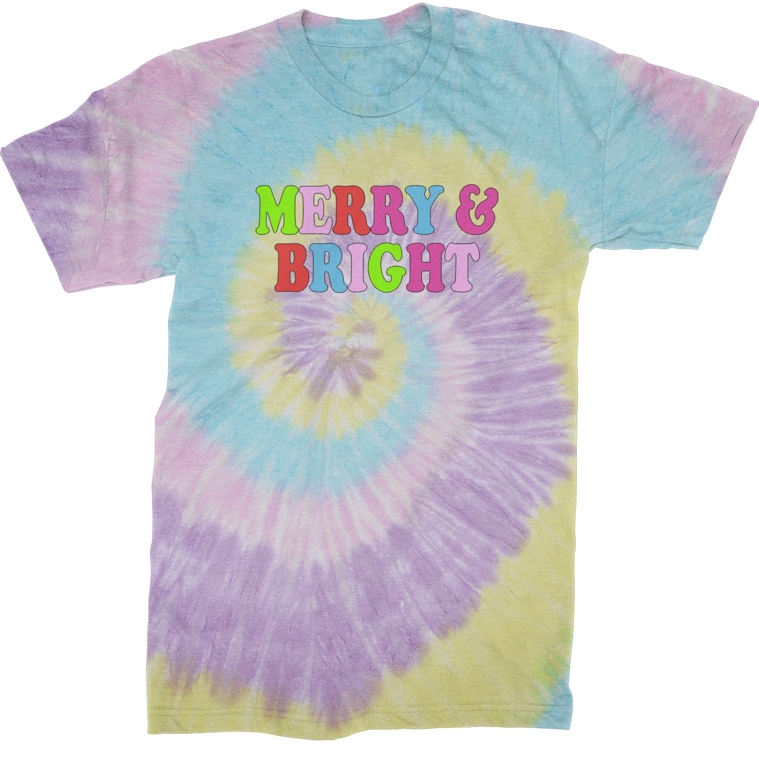 Merry and Bright Festive Christmas Holiday  Mens T-shirt Tie-Dye Jellybean