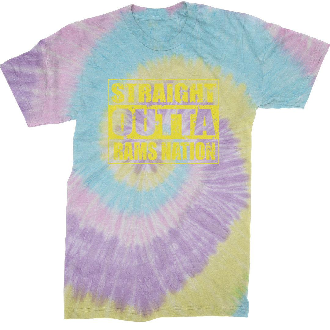 Straight Outta Rams Nation   Mens T-shirt Tie-Dye Jellybean