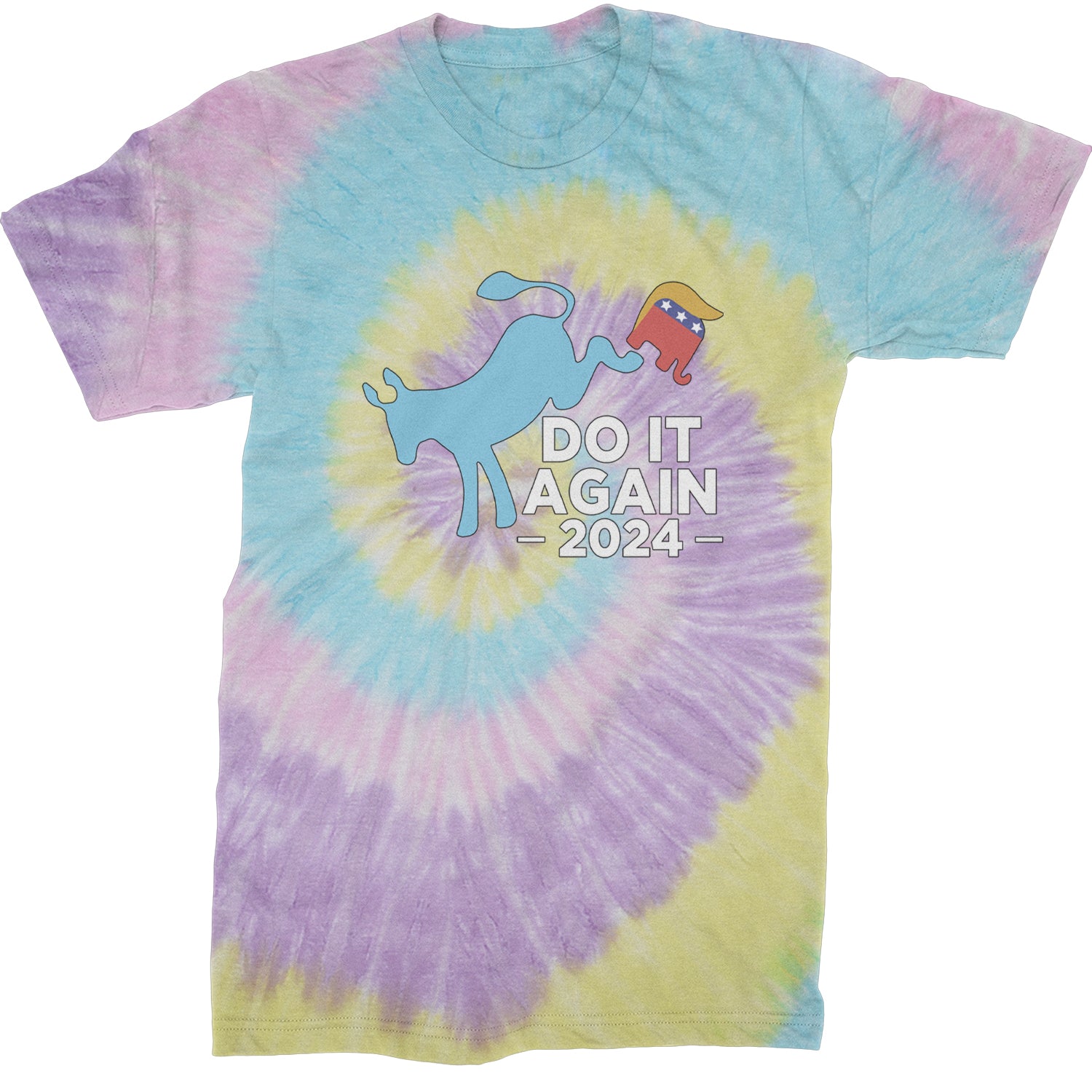 Do It Again - Democratic Donkey Kicking Republicans 2024 Political Humor Mens T-shirt Tie-Dye Jellybean