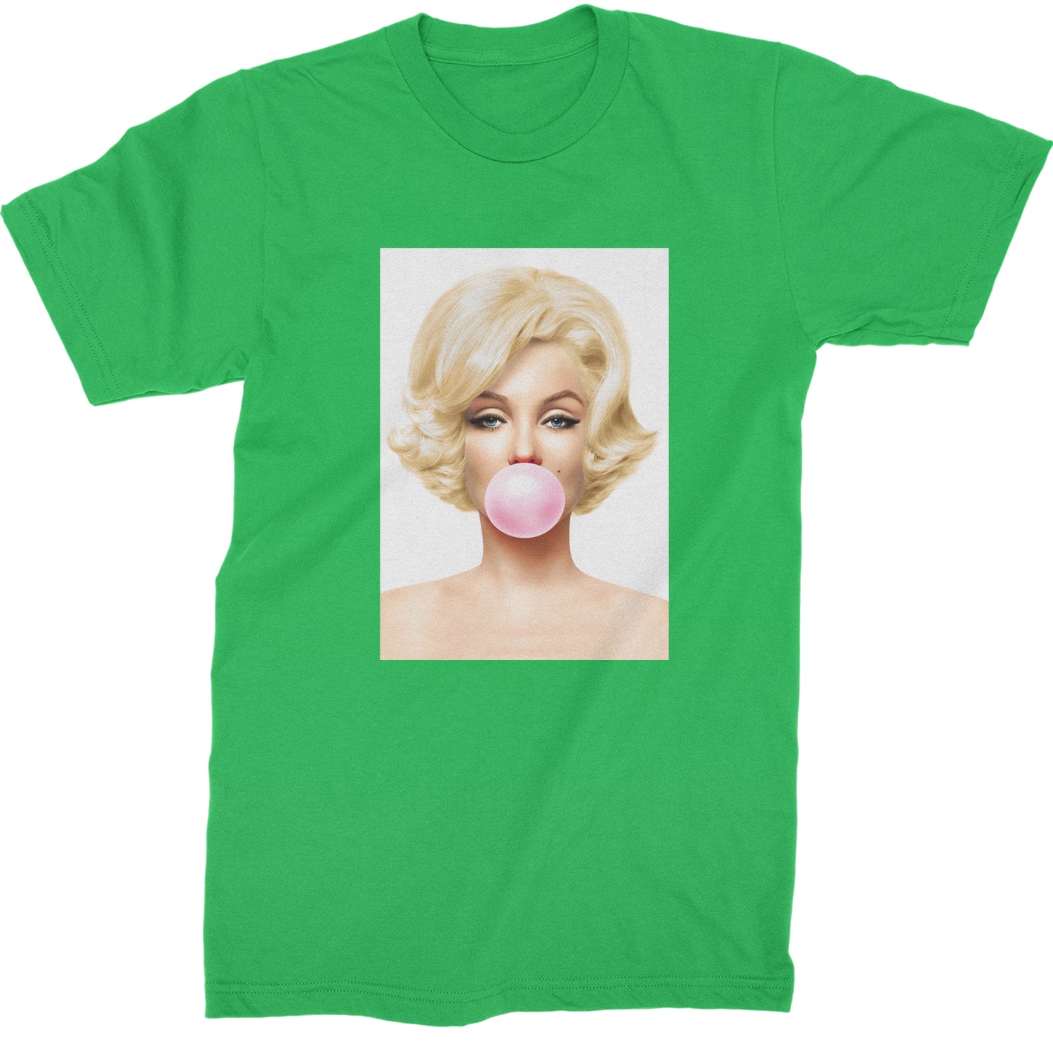 Ms. Monroe Pink Bubble Gum American Icon Mens T-shirt Kelly Green