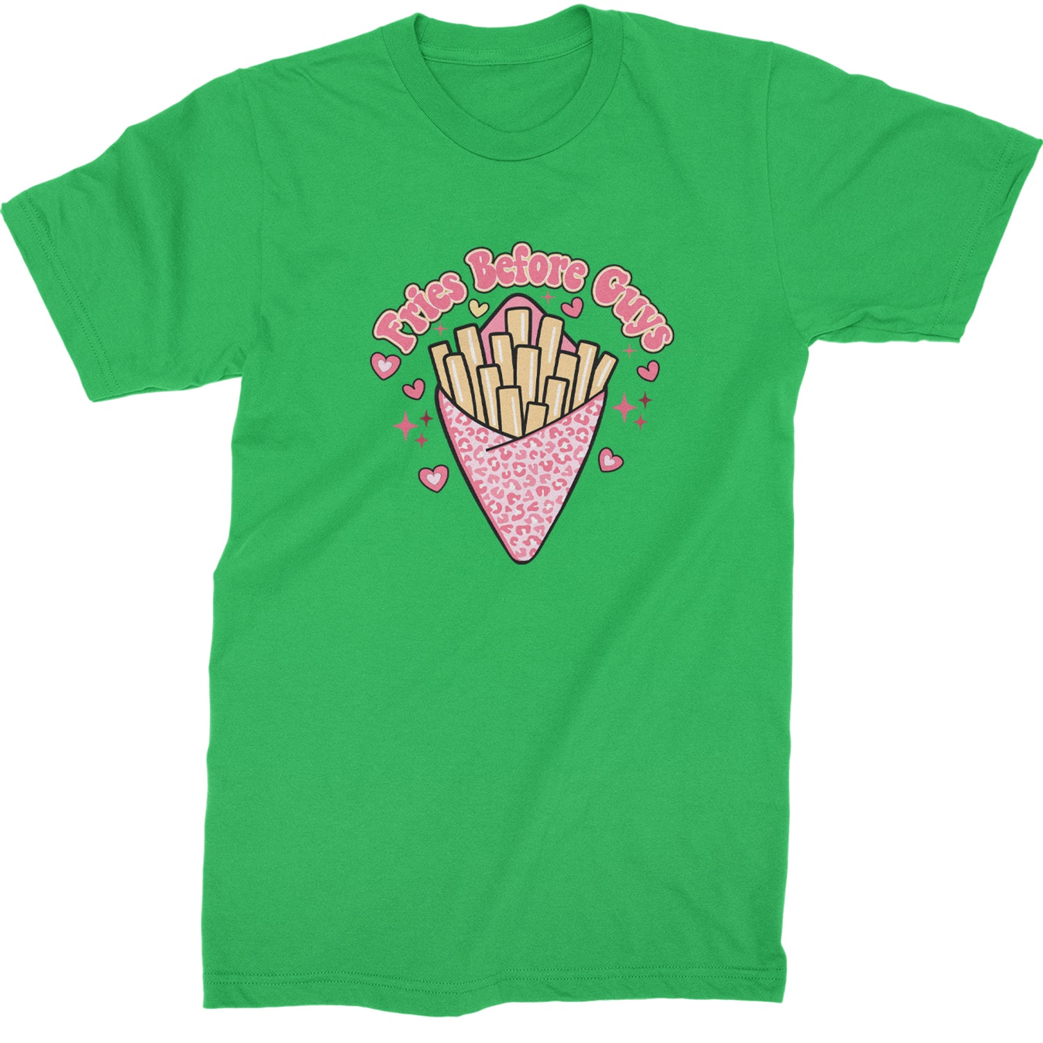 Fries Before Guys  Mens T-shirt Kelly Green