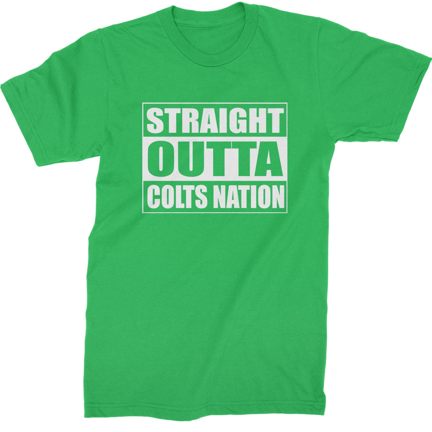 Straight Outta Colts Nation Football  Mens T-shirt Kelly Green