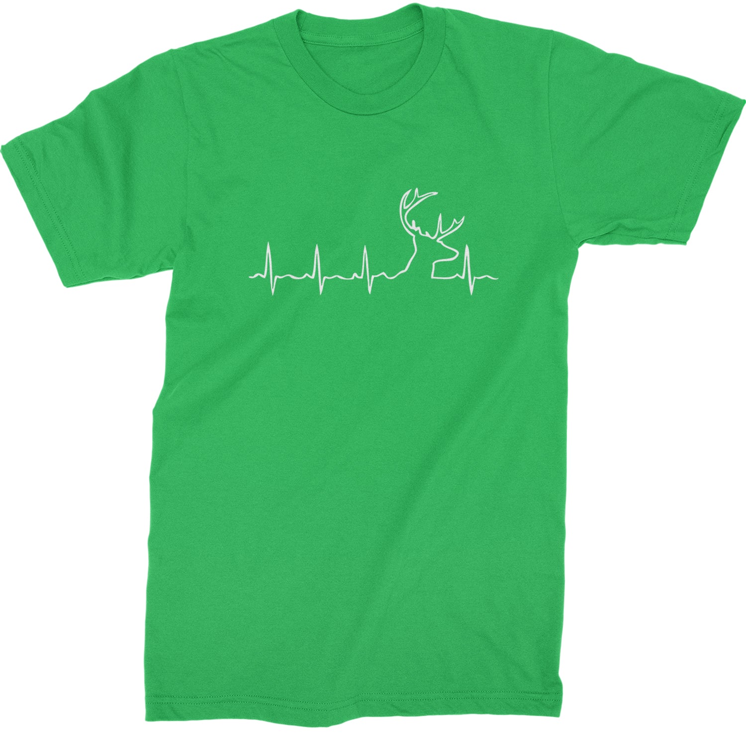 Hunting Heartbeat Deer Hunter Buck Stag Antlers  Mens T-shirt Kelly Green