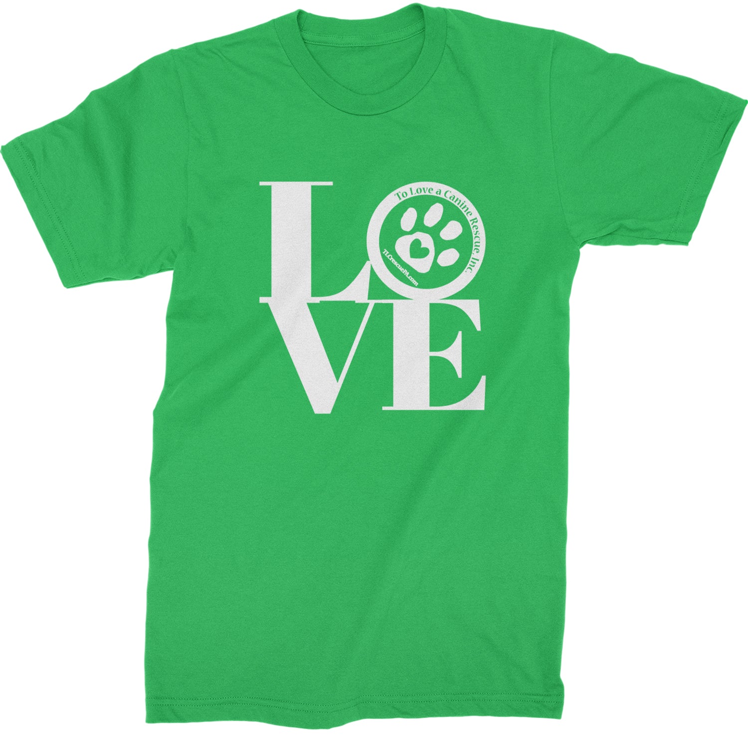 TLC LOVE Dog Rescue Mens T-shirt Kelly Green