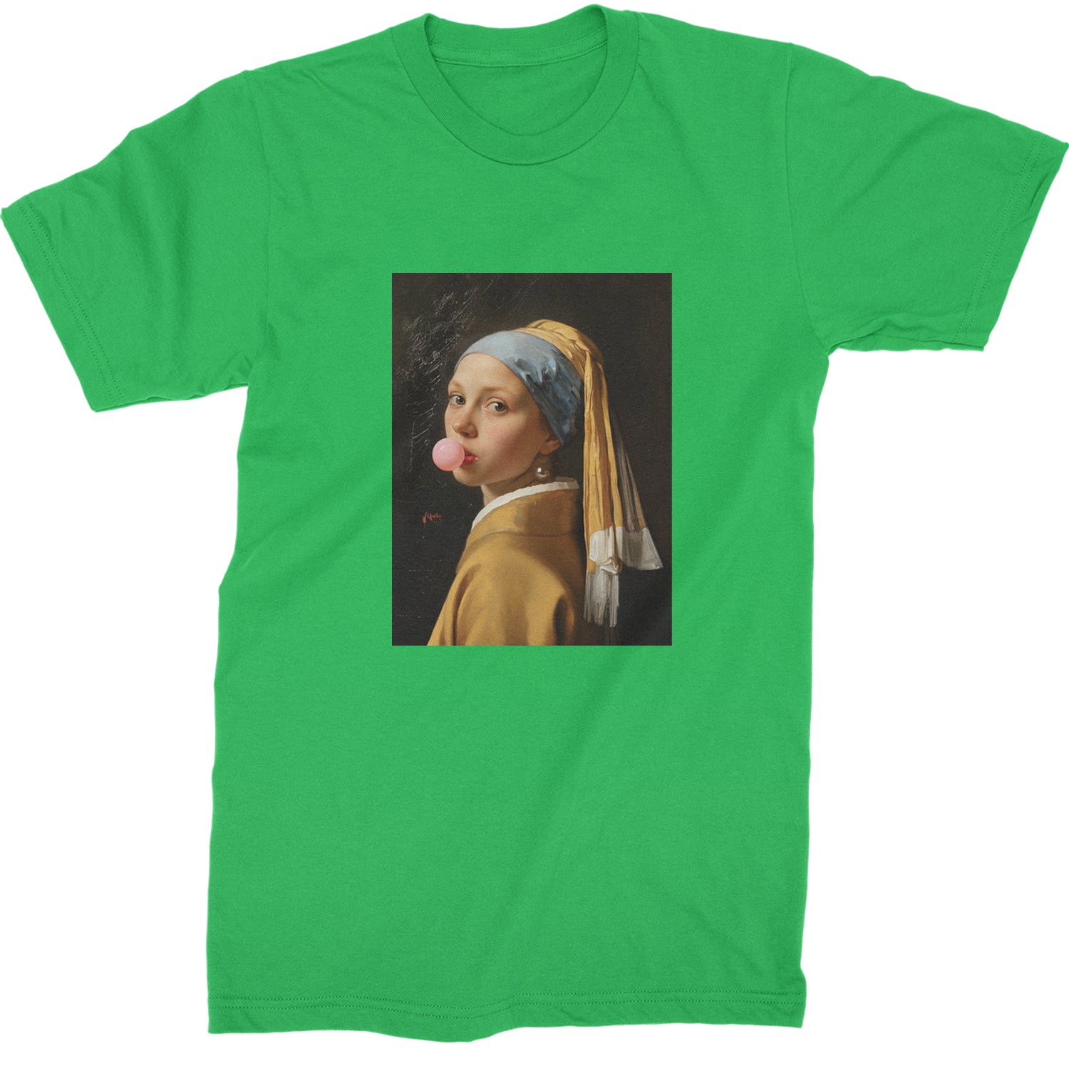 Girl with a Pearl Earring Bubble Gum Contemporary Art Mens T-shirt Kelly Green