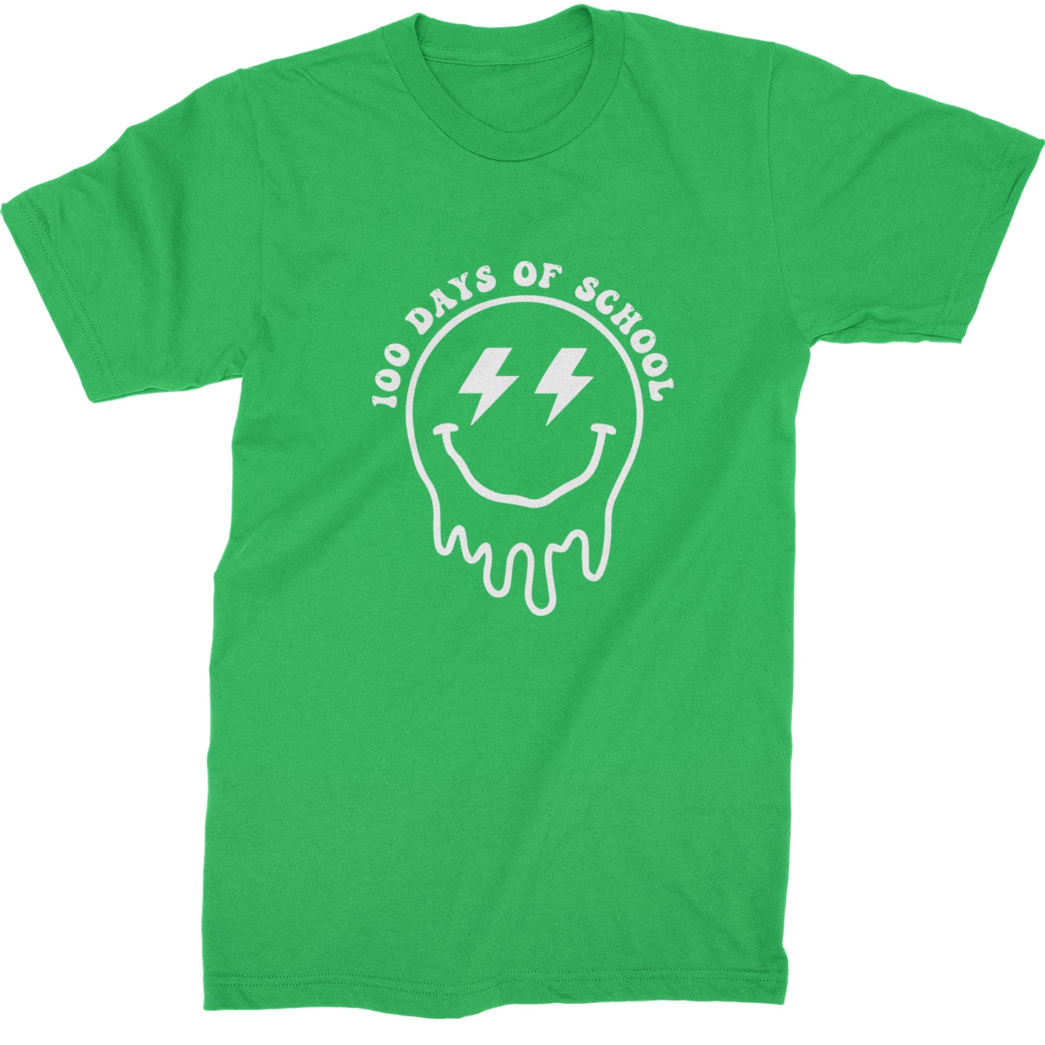 Melting Smile Face 100 Days Of School Mens T-shirt Kelly Green