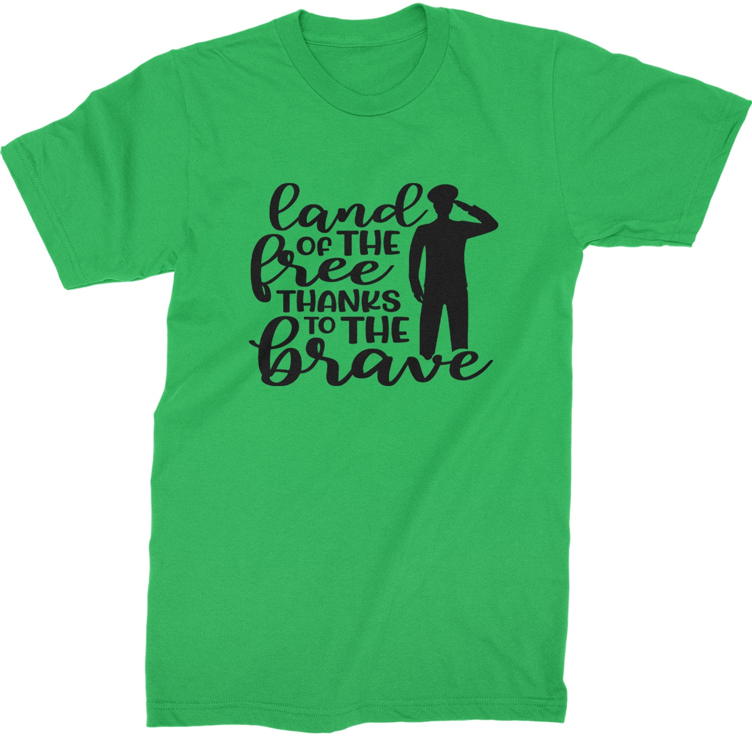 Land Of The Free Thanks To The Brave Veterans Mens T-shirt Kelly Green