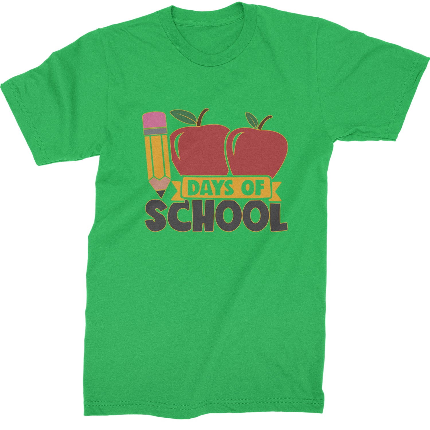 100 Days Of School Apple Pencil  Mens T-shirt Kelly Green