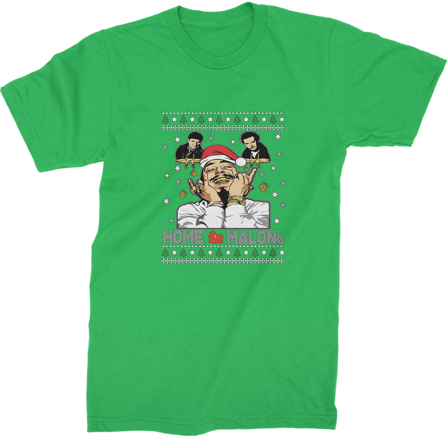 Home Malone Ugly Christmas  Mens T-shirt Kelly Green