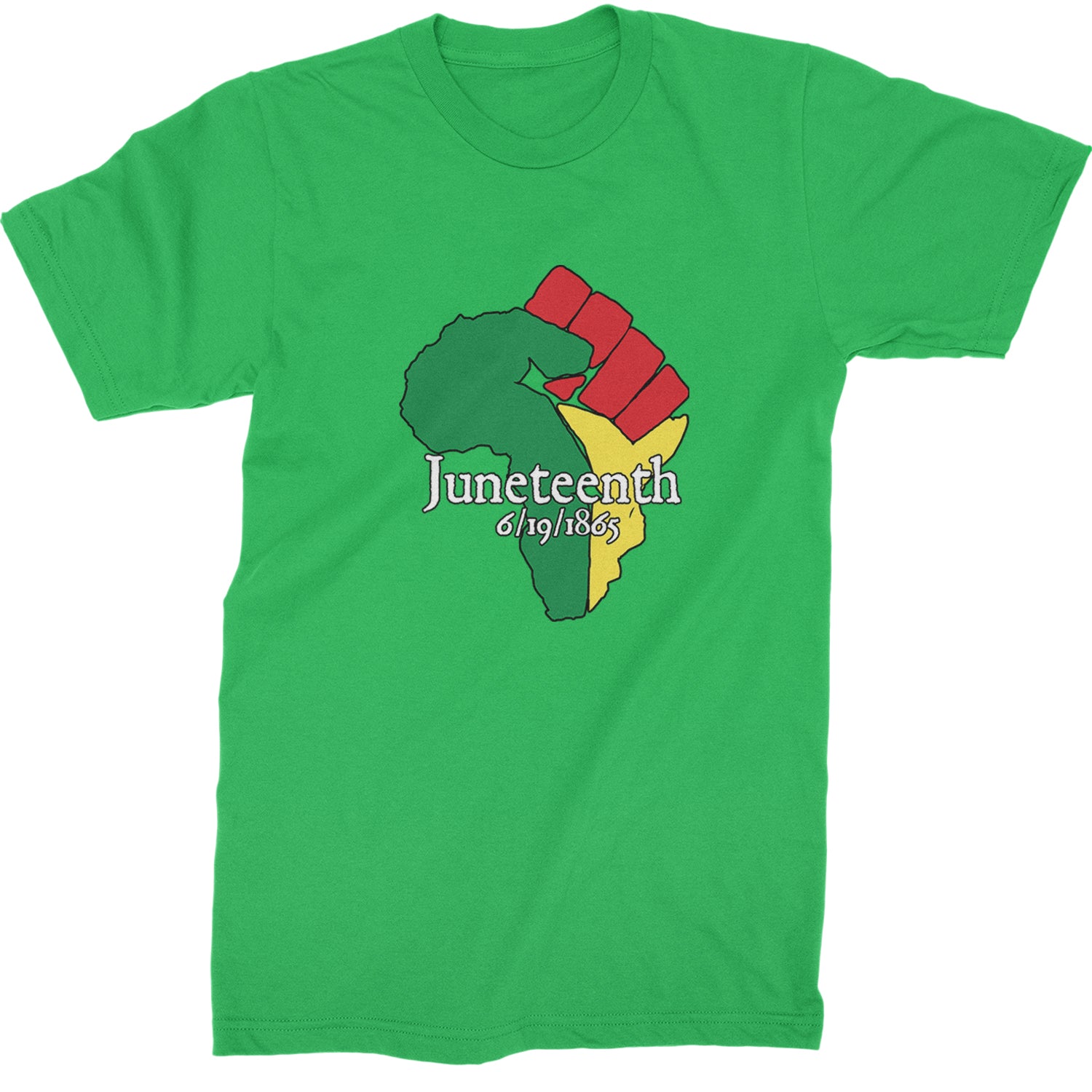 Juneteenth Raised Fist Africa Celebrate Emancipation Day  Mens T-shirt Kelly Green