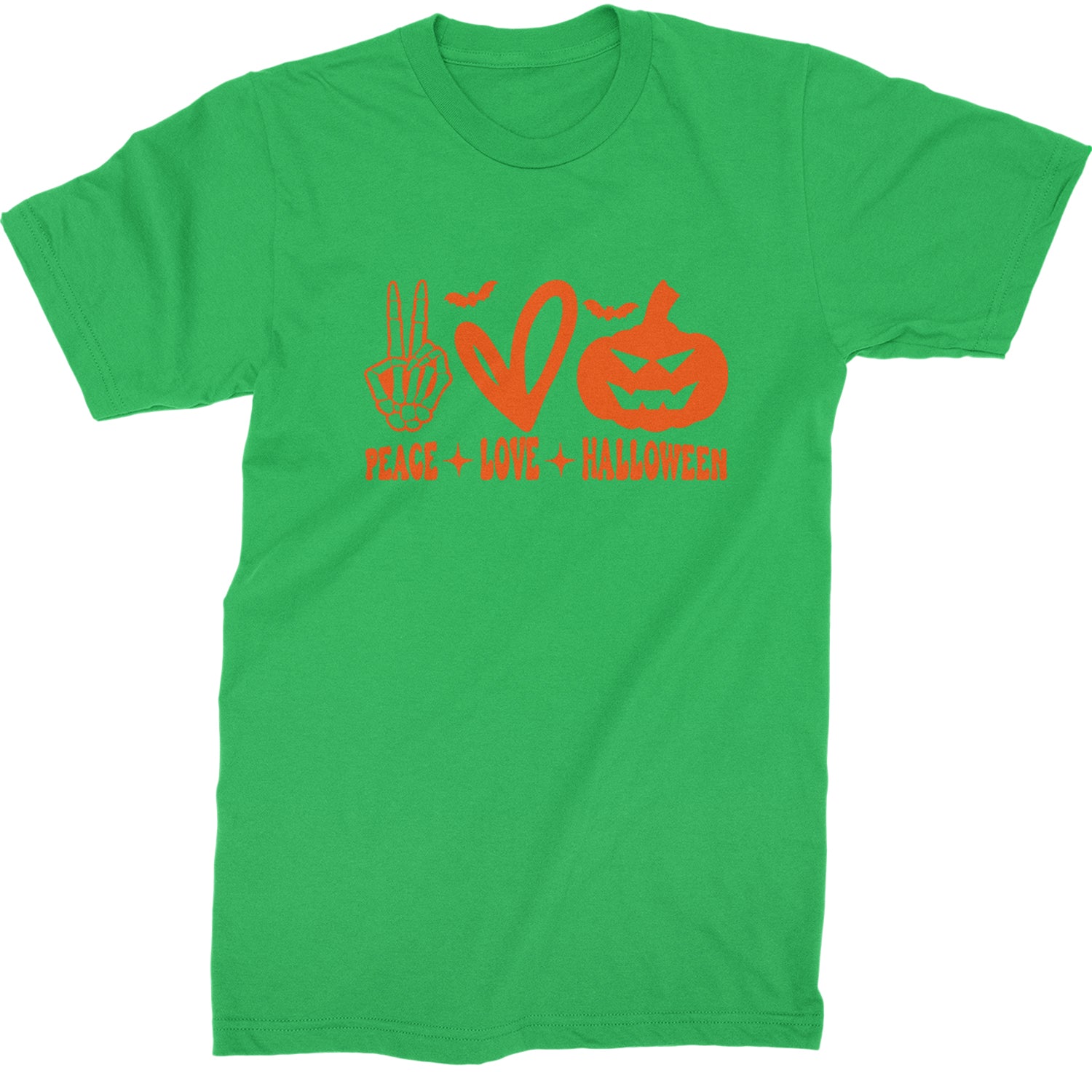 Peace, Love and Halloween Mens T-shirt Kelly Green