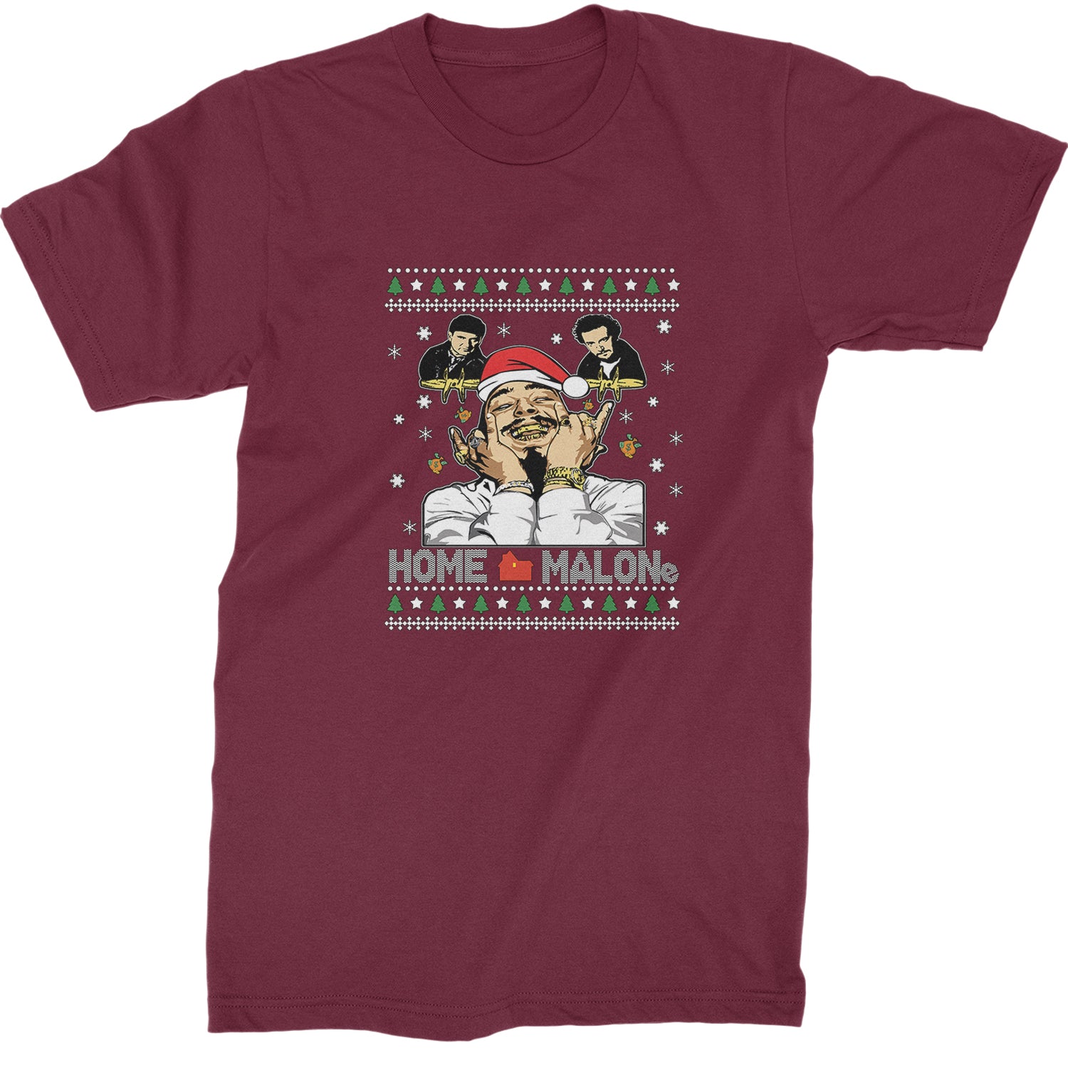 Home Malone Ugly Christmas  Mens T-shirt Maroon