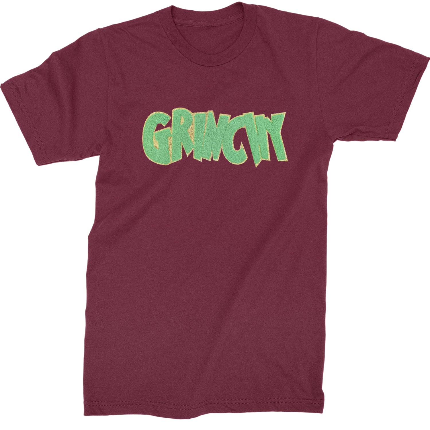 Green Gr-nchy Chenille Patch  Mens T-shirt Maroon