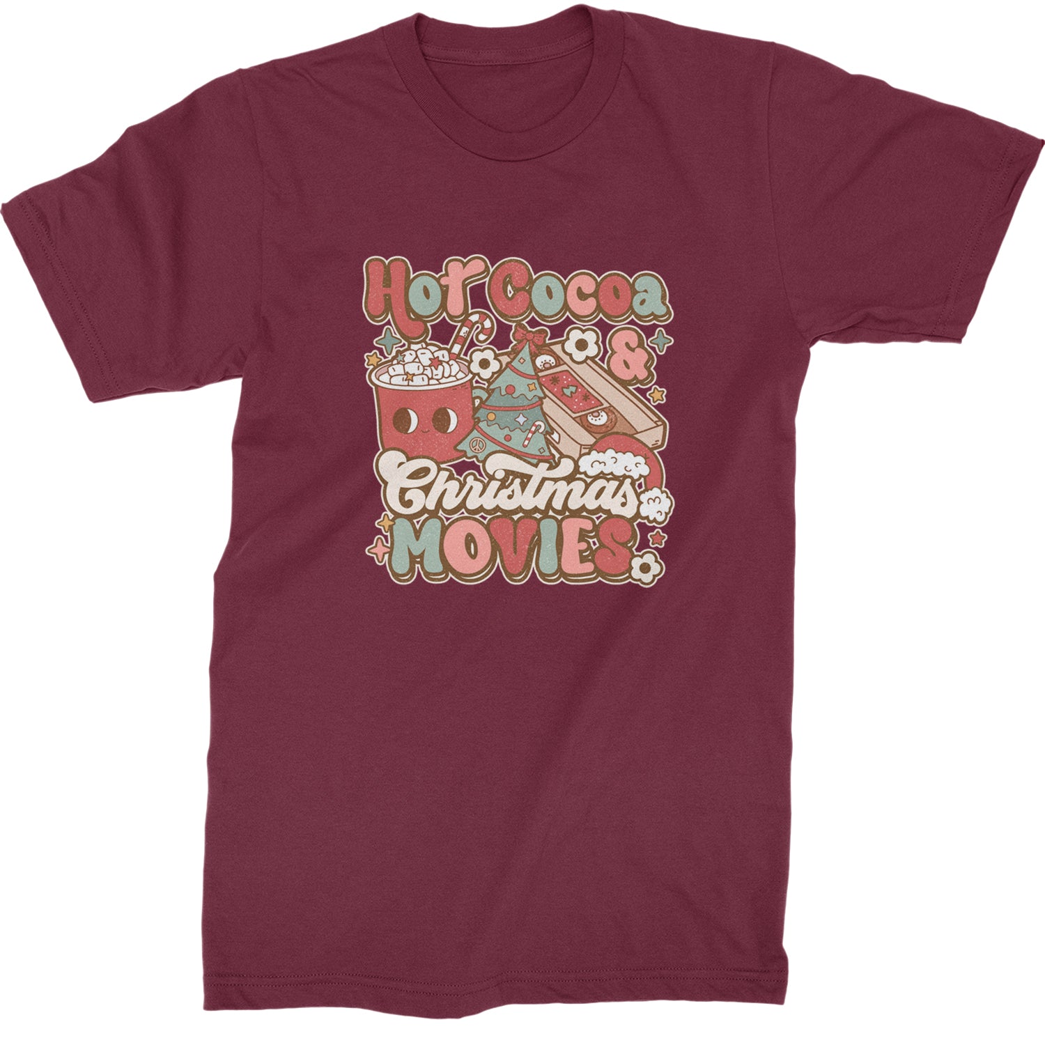 Hot Cocoa And Christmas Movies Holiday  Mens T-shirt Maroon